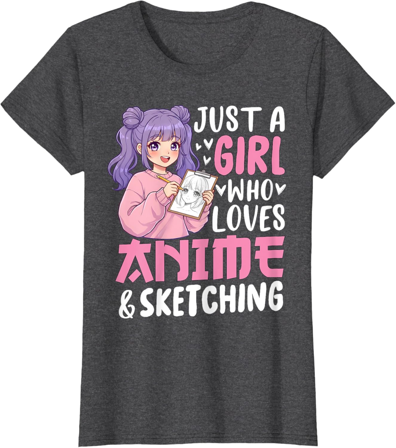 Cute Anime Lover Sketching T-Shirt for Girls - Perfect Gift Idea - 9
