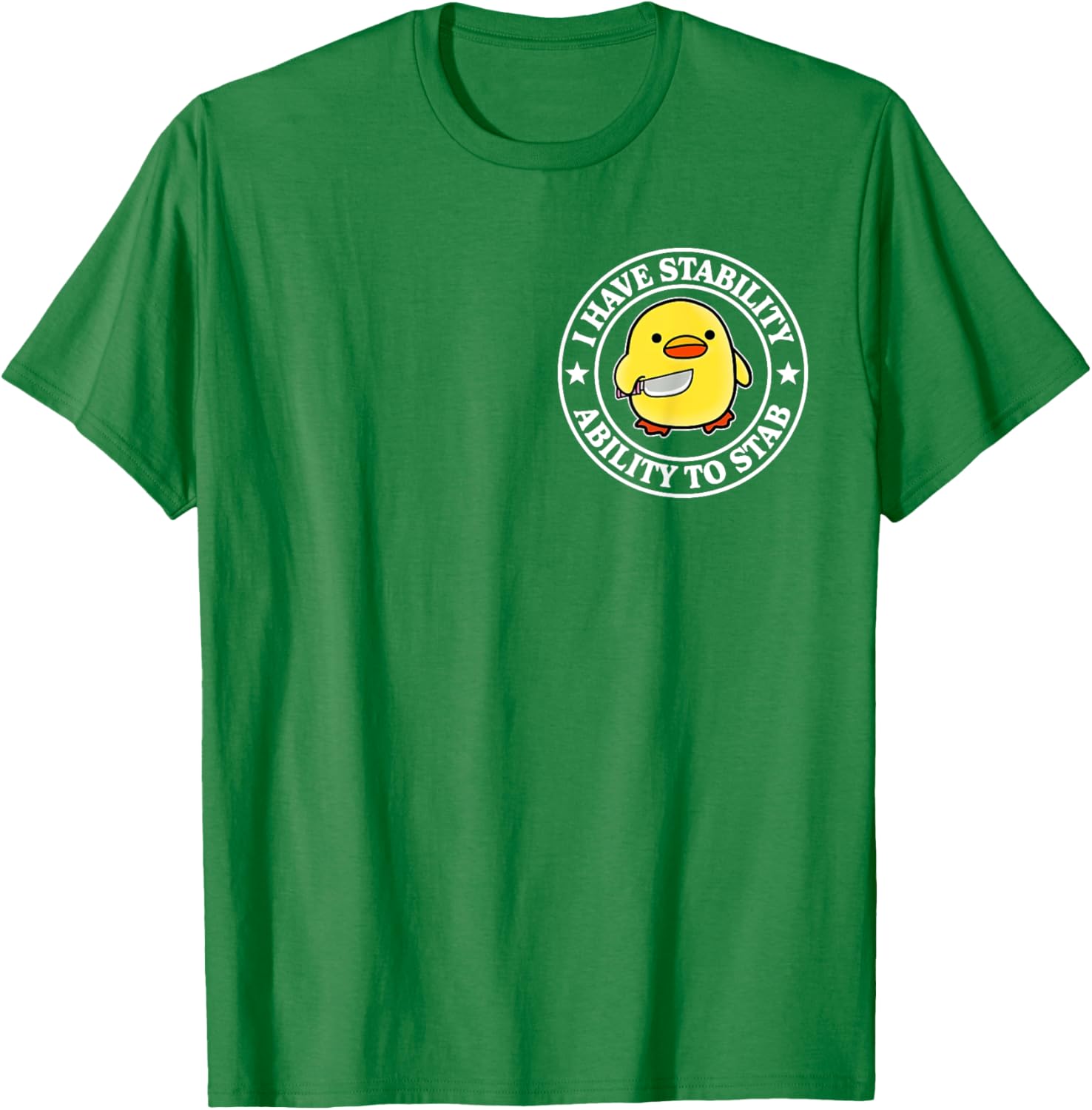 Funny Sarcastic Duck T-Shirt with Stability Ability to Stab Design - 20