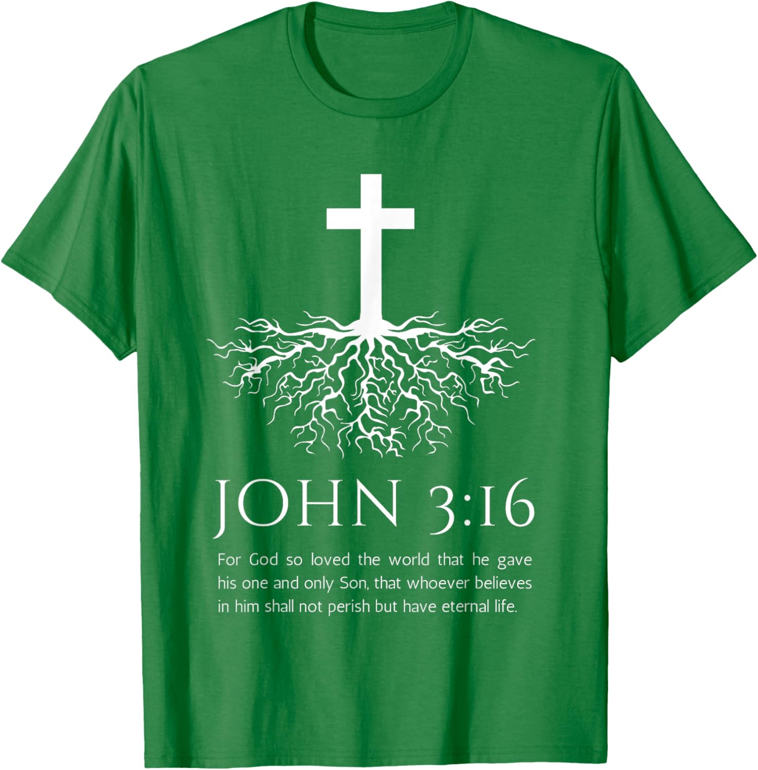 John 3:16 Jesus Cross T-Shirt with Tree Design - Christian Faith Apparel - 14