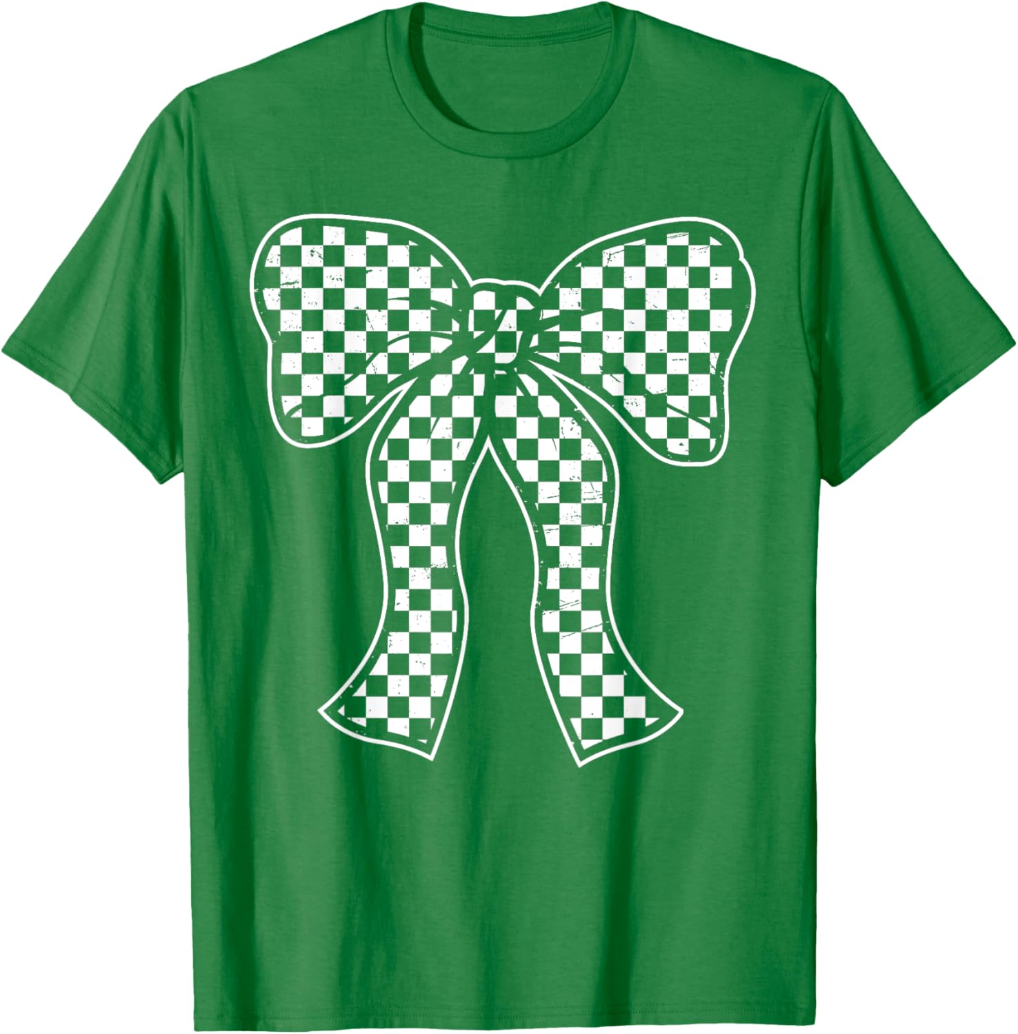 Cute Checkered Bow Flag T-Shirt for Women - Race Car Racing Style - 3