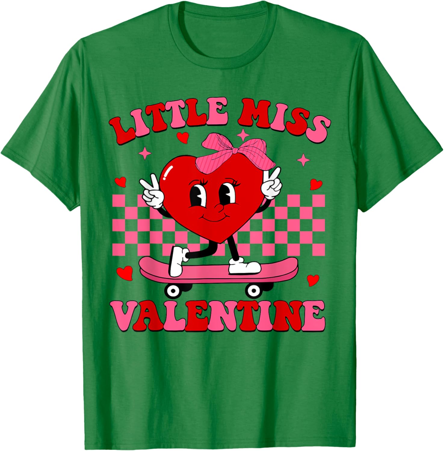 Little Miss Valentine Heart Skateboard T-Shirt for Fun-Loving Women - 25