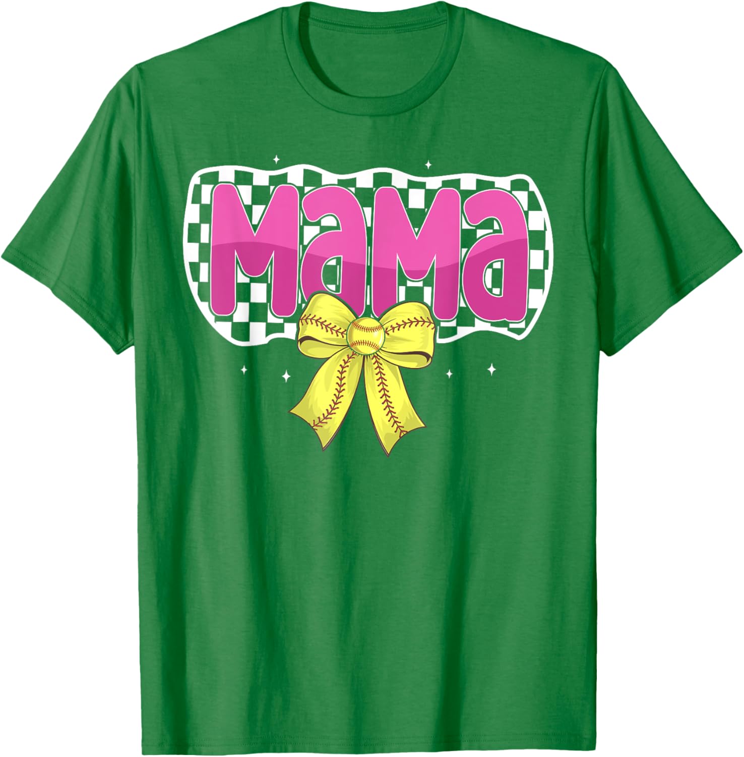 Softball Mom Coquette Bow Checkered Sport T-Shirt for Proud Mama - 3