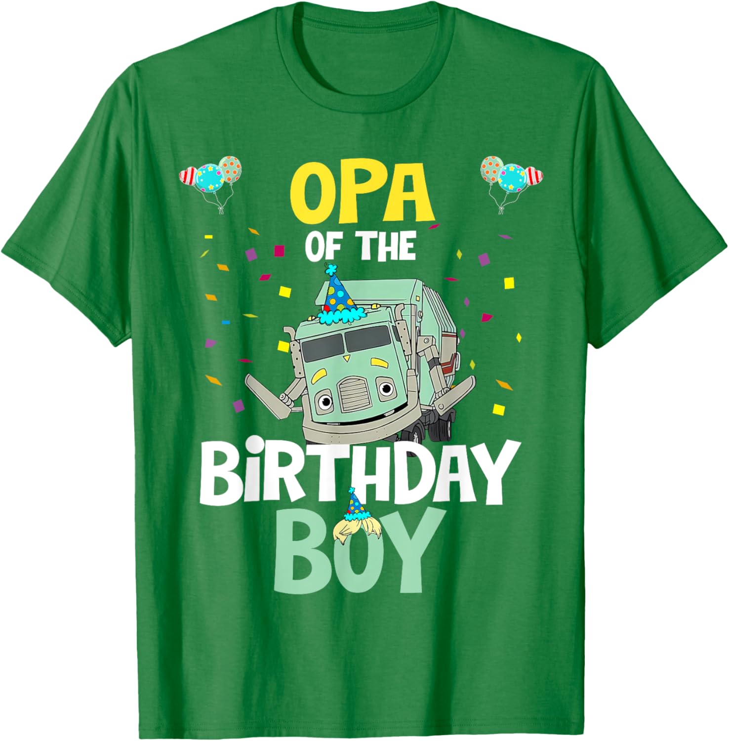 Opa Of The Birthday Boy Garbage Truck Recycling T-Shirt for Kids - 16