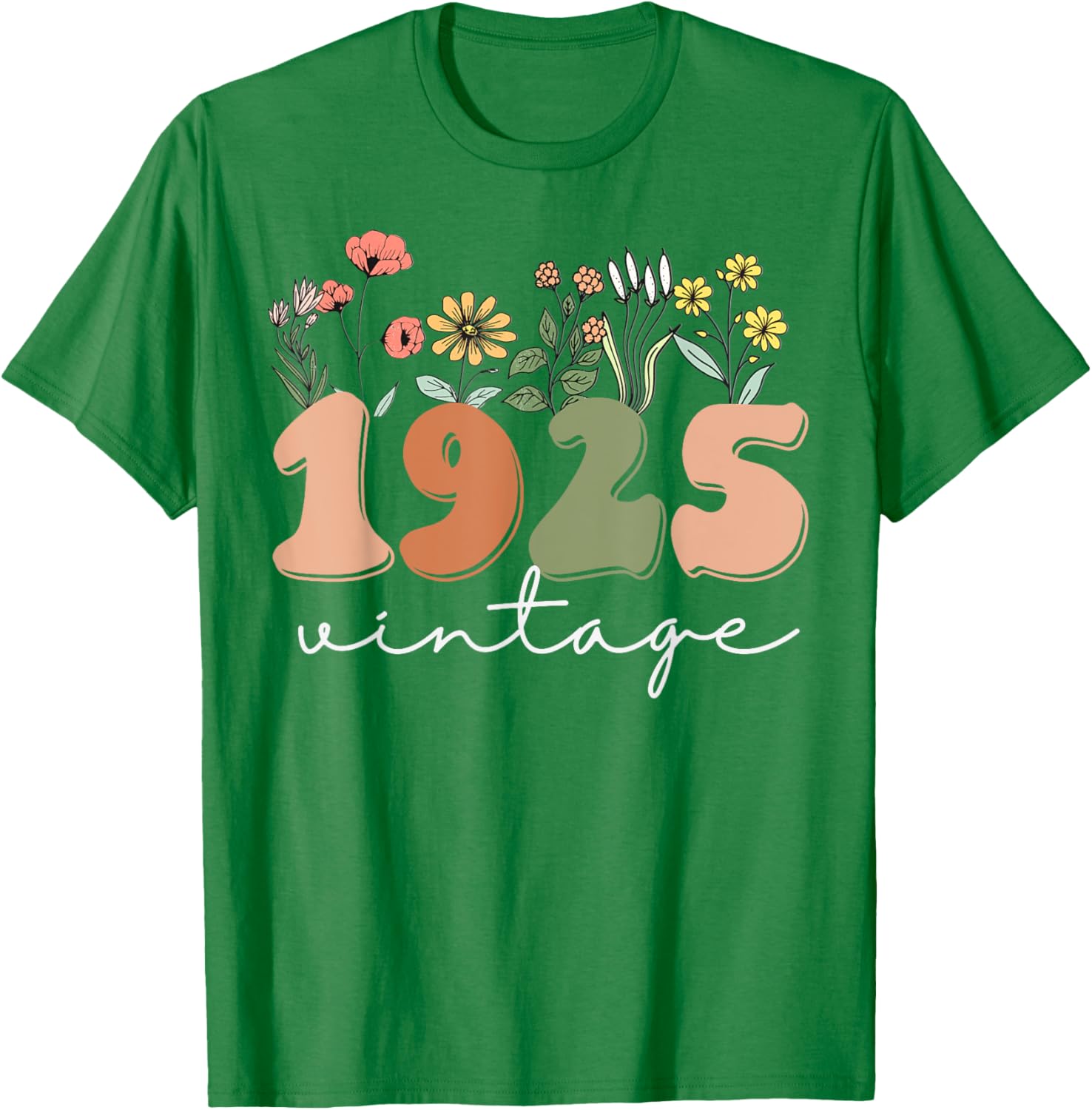 100 Years Old Vintage 1925 Wildflower Women's 100th Birthday T-Shirt - 8