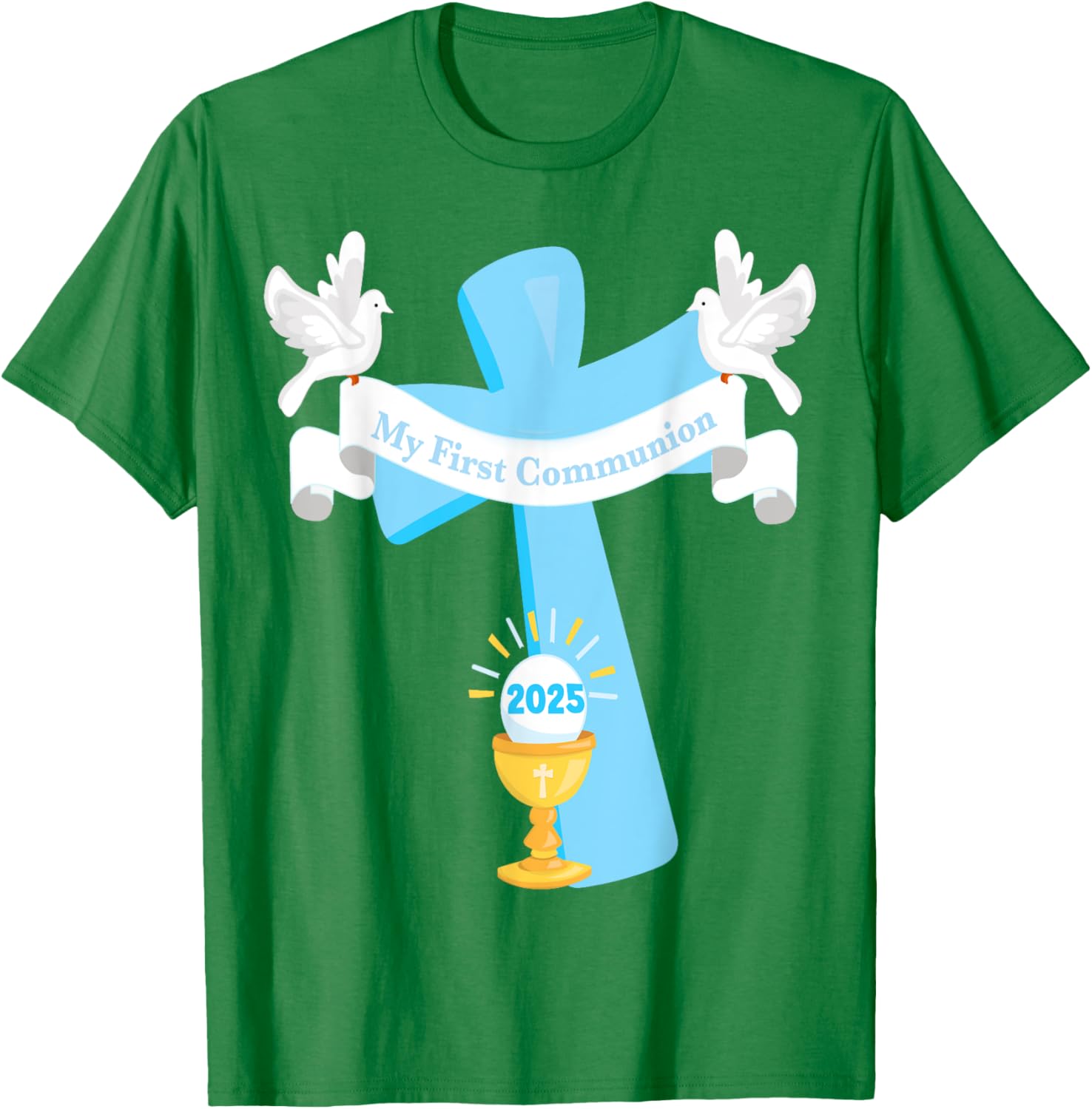Boy's First Communion 2025 T-Shirt with Cross and Chalice Design - 4