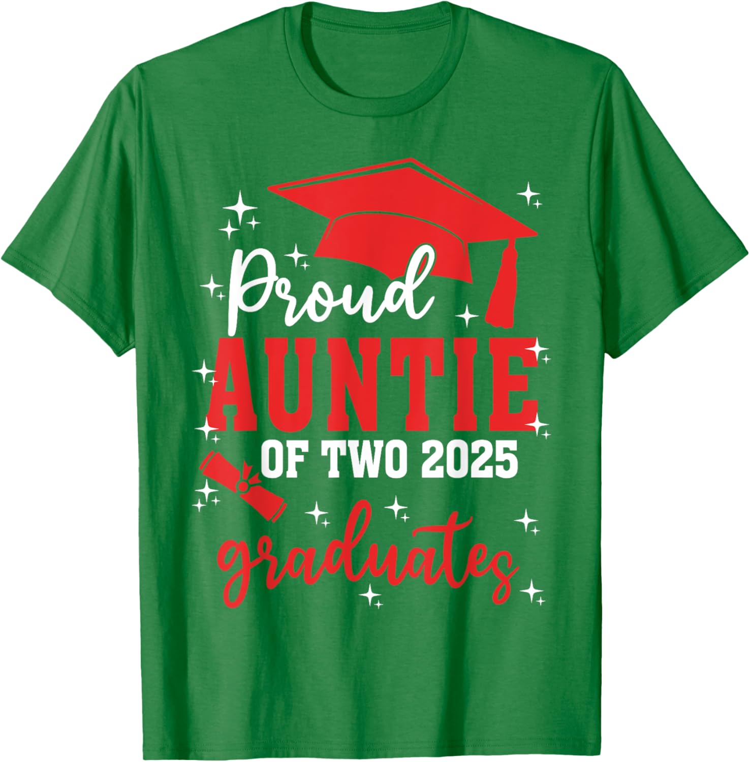 Proud Auntie of Twins Class of 2025 Graduation T-Shirt for Celebrations - 6