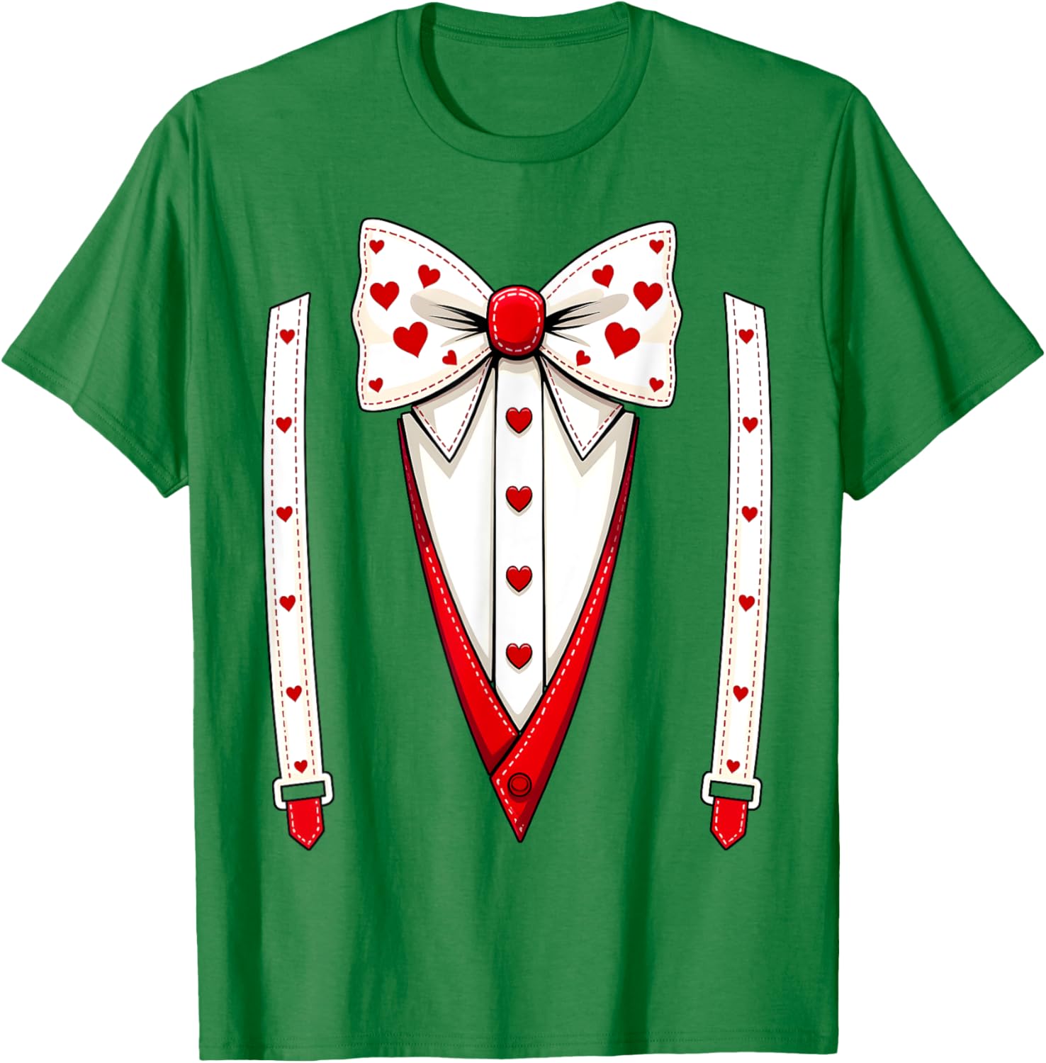 Hearts Bow Tie Suspenders Valentine Costume Kids T-Shirt for Boys - 13