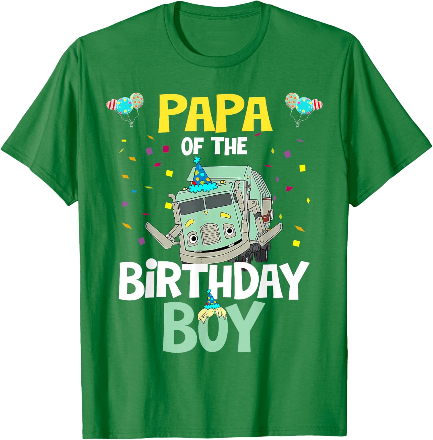 Papa Of The Birthday Boy Garbage Truck Recycling Trash T-Shirt Gift - 17