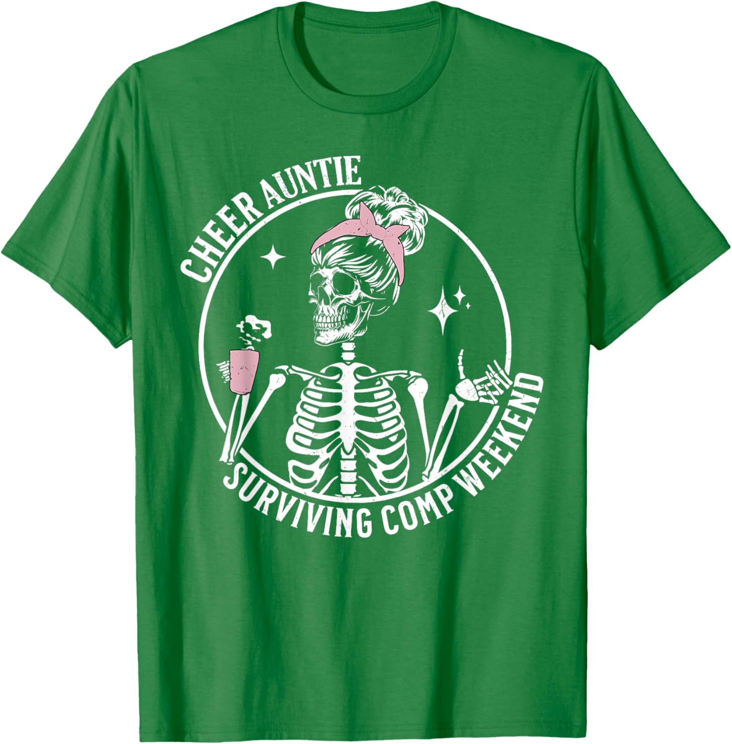 Skeleton Coffee Cheer Auntie T-Shirt for Weekend Fun and Style - 16