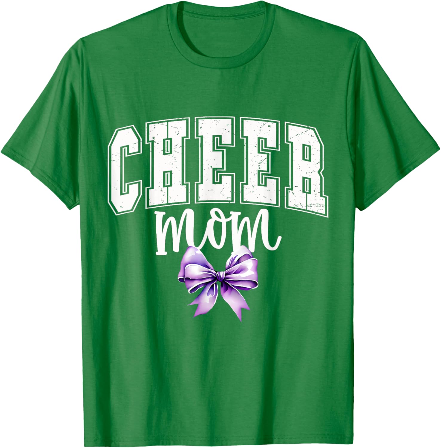 Cheer MOM Coquette Purple Bow Cheerleader T-Shirt for Supportive Moms - 4