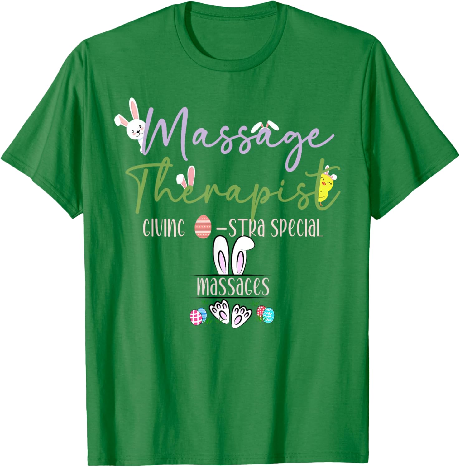 Cute Easter Bunny Massage Therapist T-Shirt for LMTs and Masseuses - 1