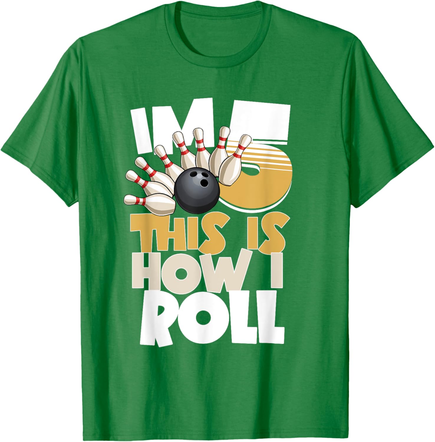 5th Birthday Bowling Shirt I'm 5 This is How I Roll for Kids - 2