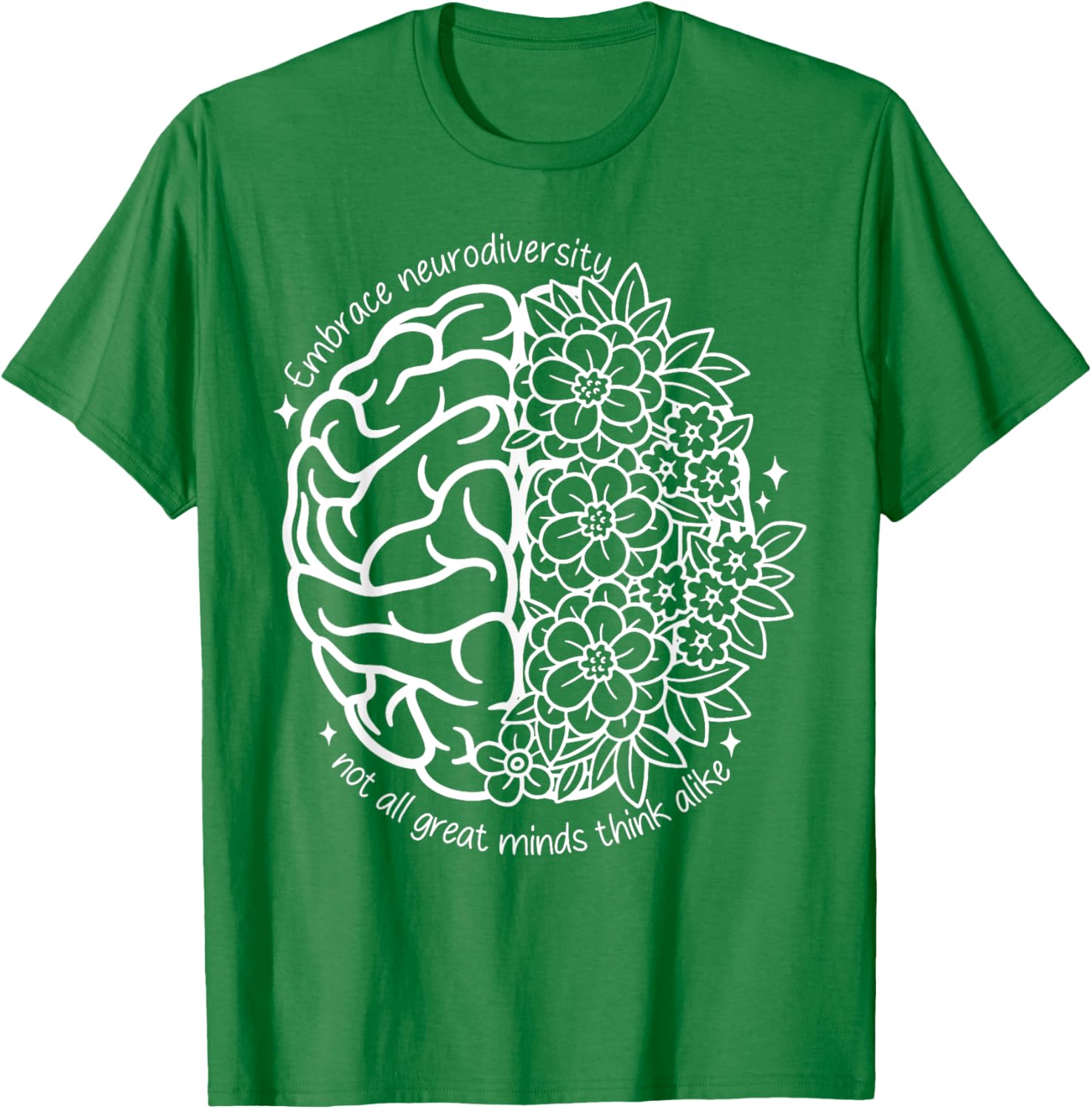 Embrace Neurodiversity Autism Awareness Brain Flower Support T-Shirt - 5