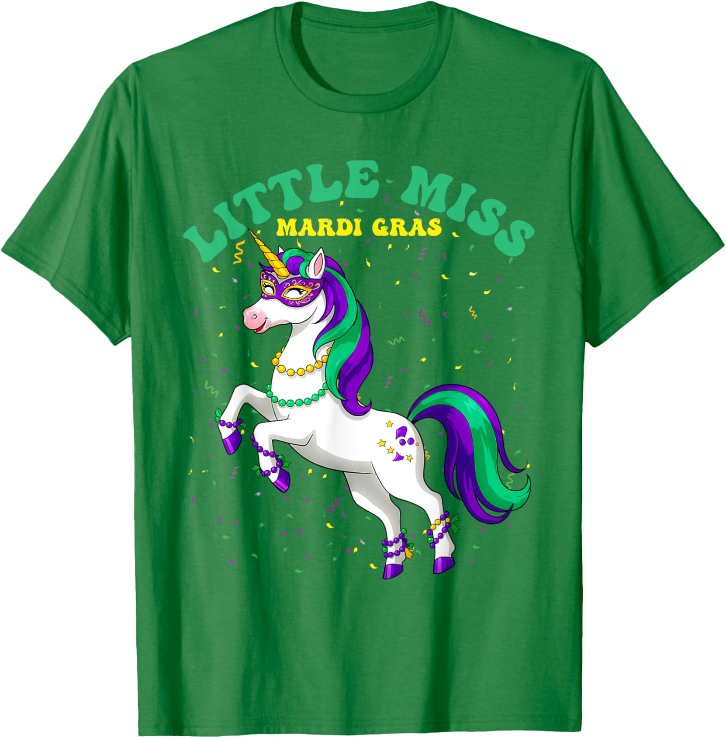 Little Miss Mardi Gras Unicorn T-Shirt for Women and Girls - 4