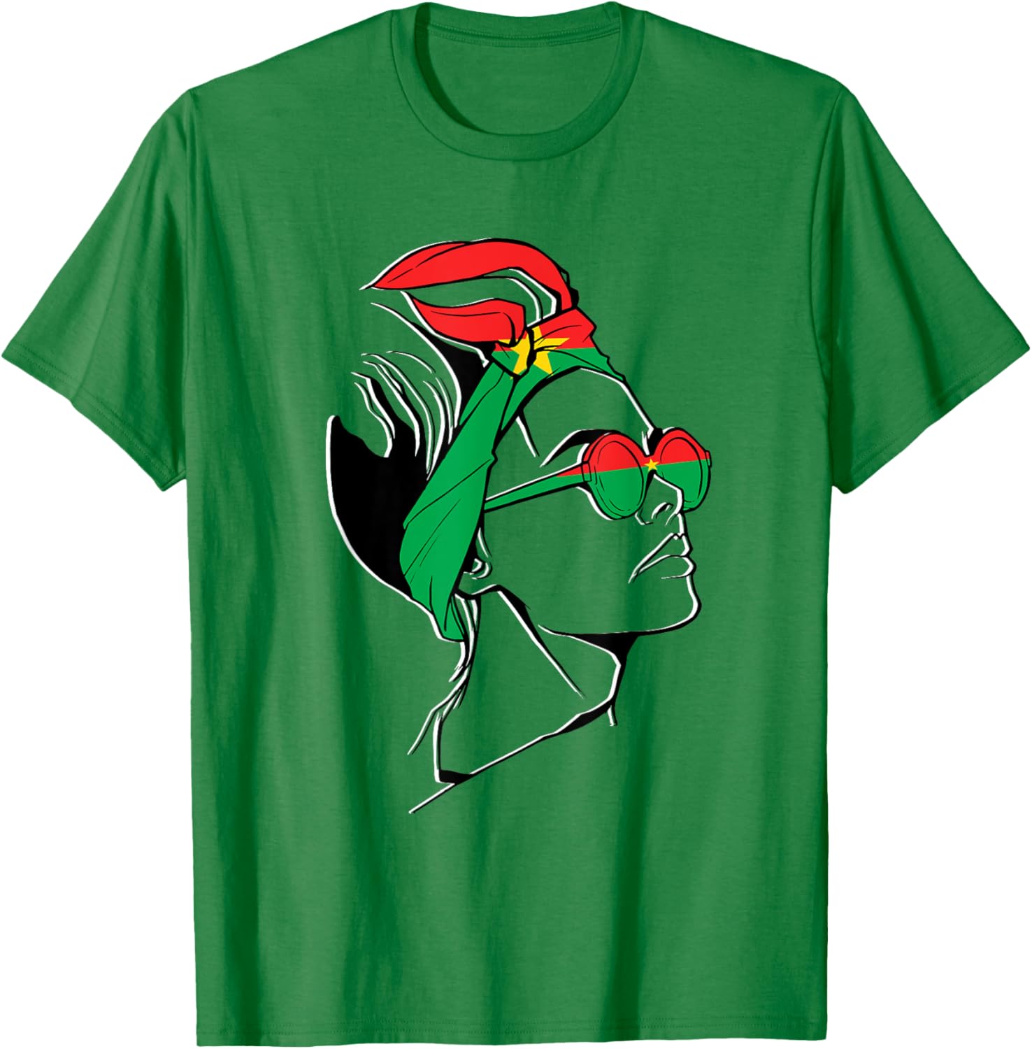 Burkina Faso Pride T-Shirt with Headscarf Design for Women - 2