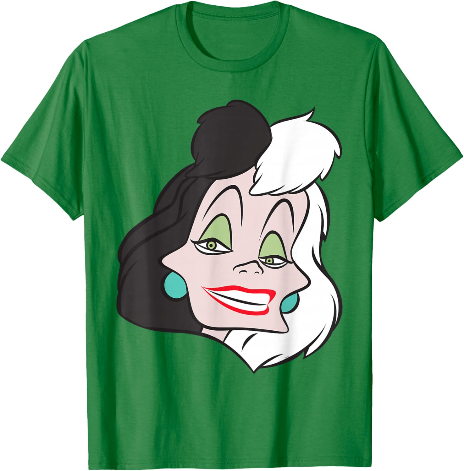 Fashionable Cruella De Vil Big Face T-Shirt for Disney Villains Fans - 1