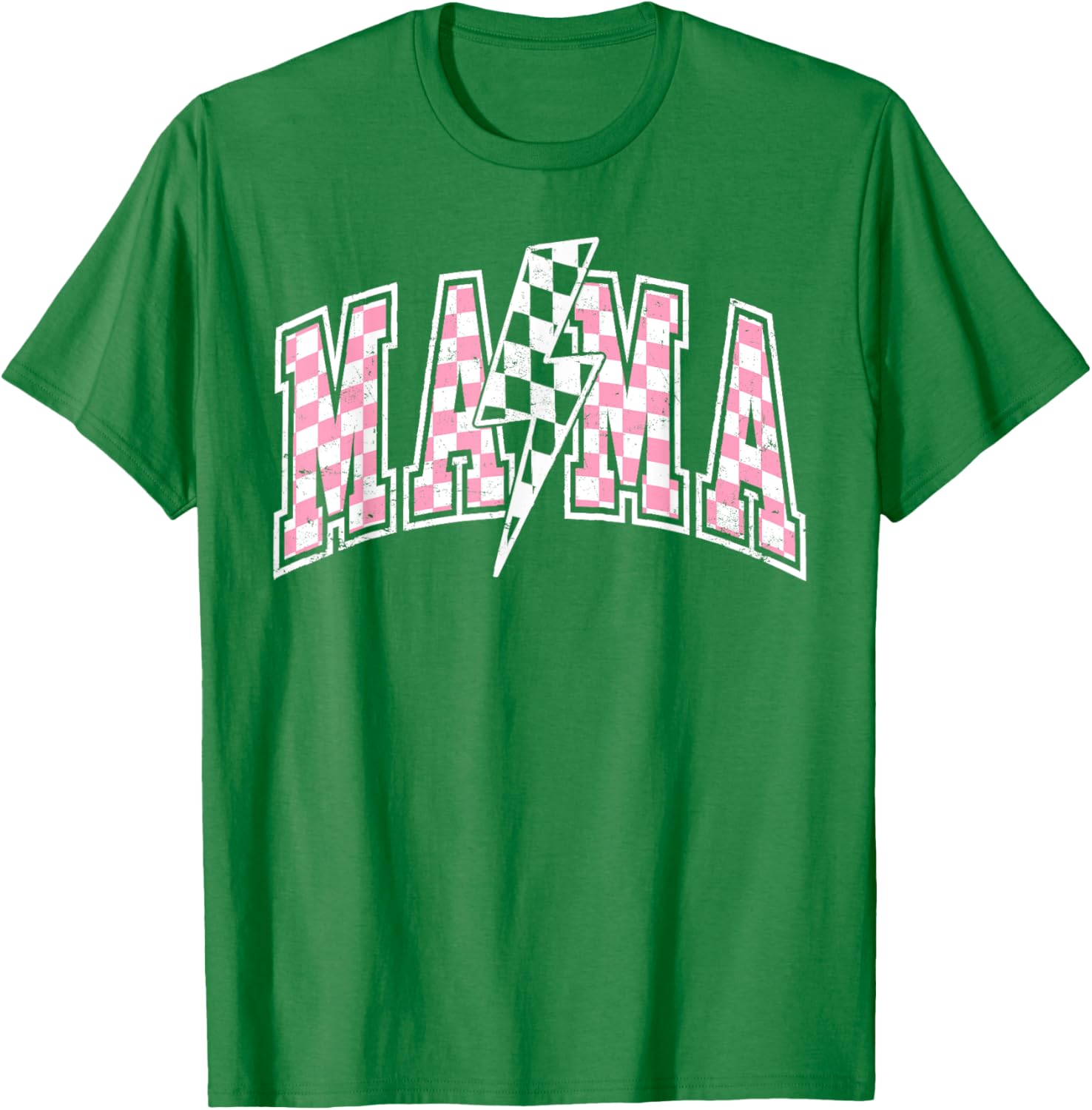 Mama Lightning Bolt Checkered Mom T-Shirt for Stylish Moms - 15