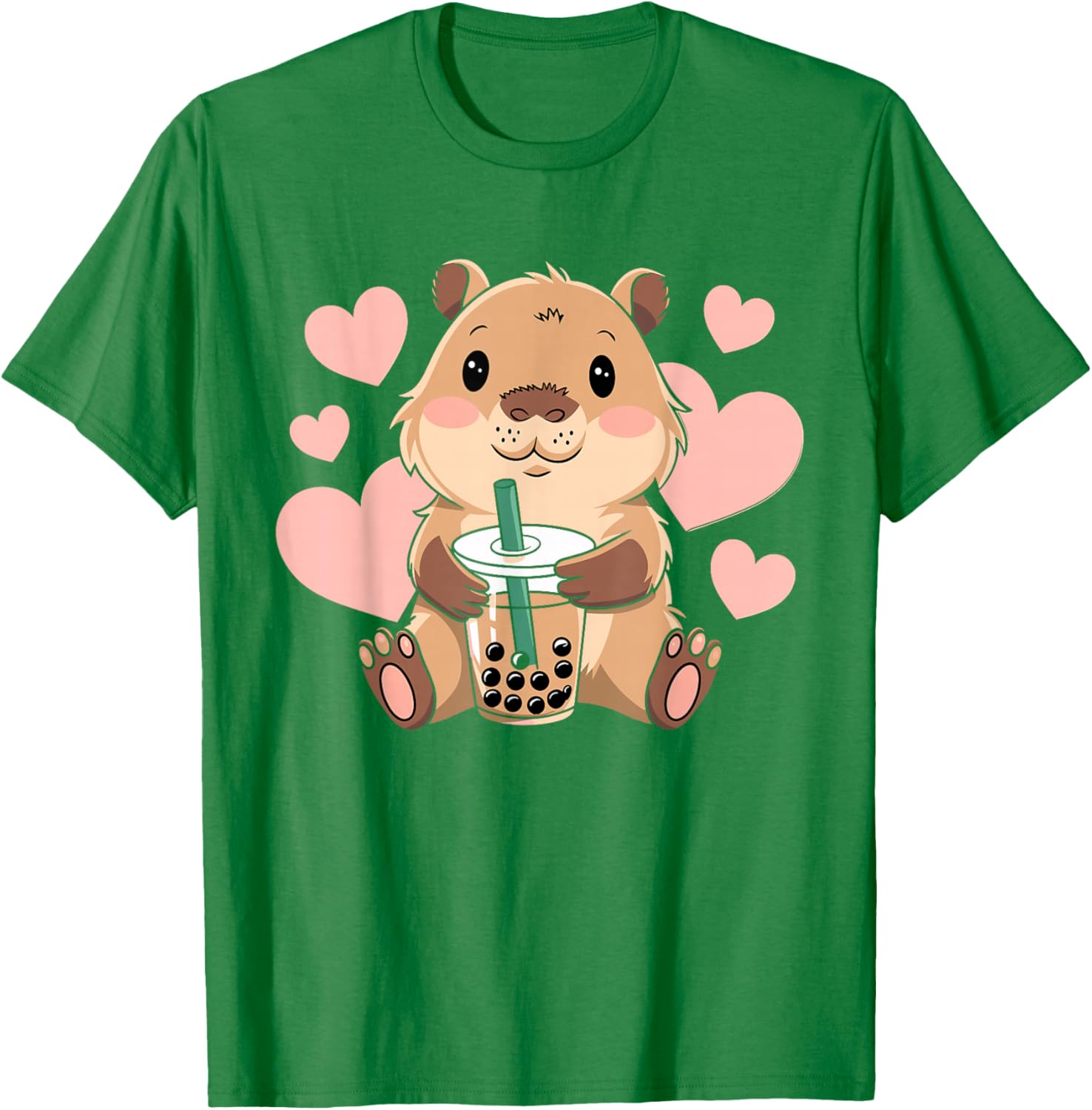 Cute Capybara Boba Tea T-Shirt for Women, Teens, and Kids - 2