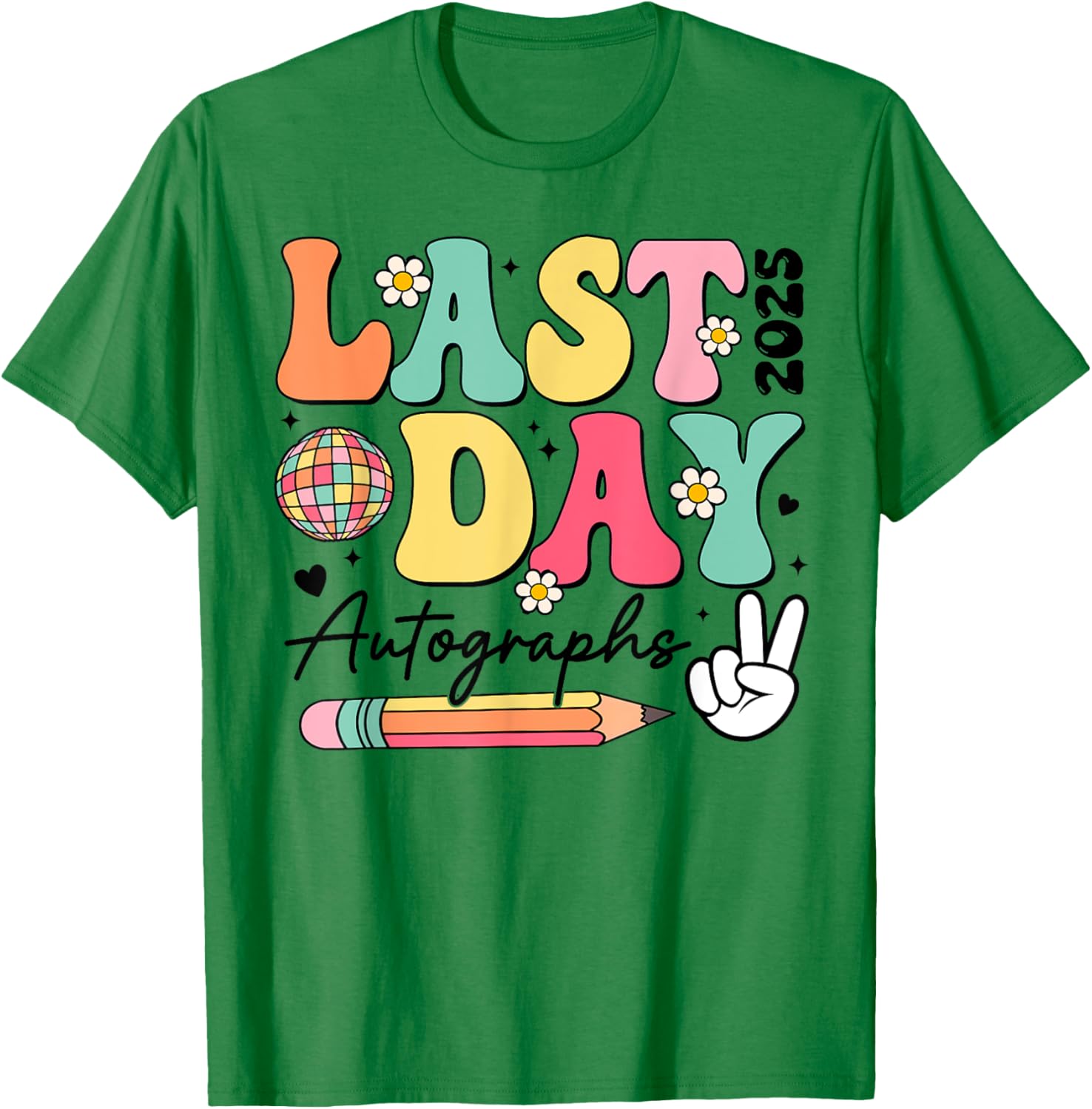 Last Day of School 2024-2025 Retro Cute Autographs T-Shirt for Kids - 8