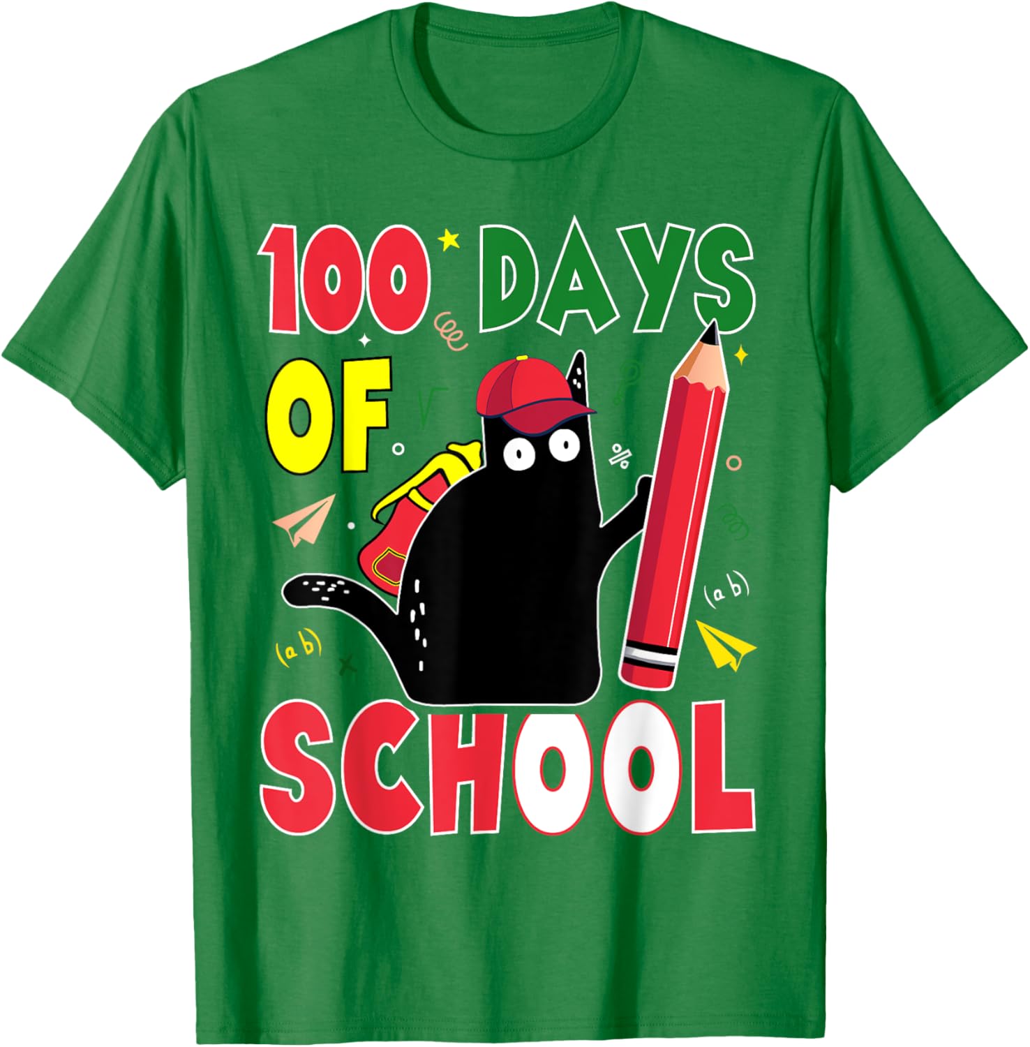 Funny Cat 100 Days of School T-Shirt for Kids and Adults - 17