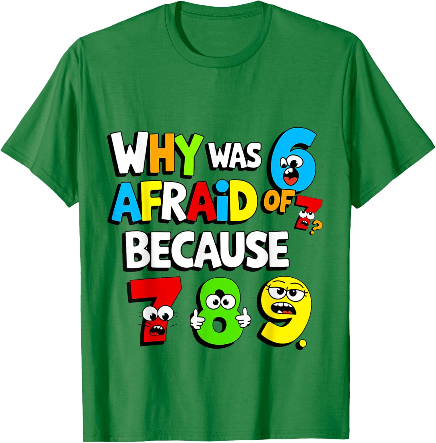 Funny Math Day T-Shirt Kids Why Was 6 Afraid of 7 Costume - 3