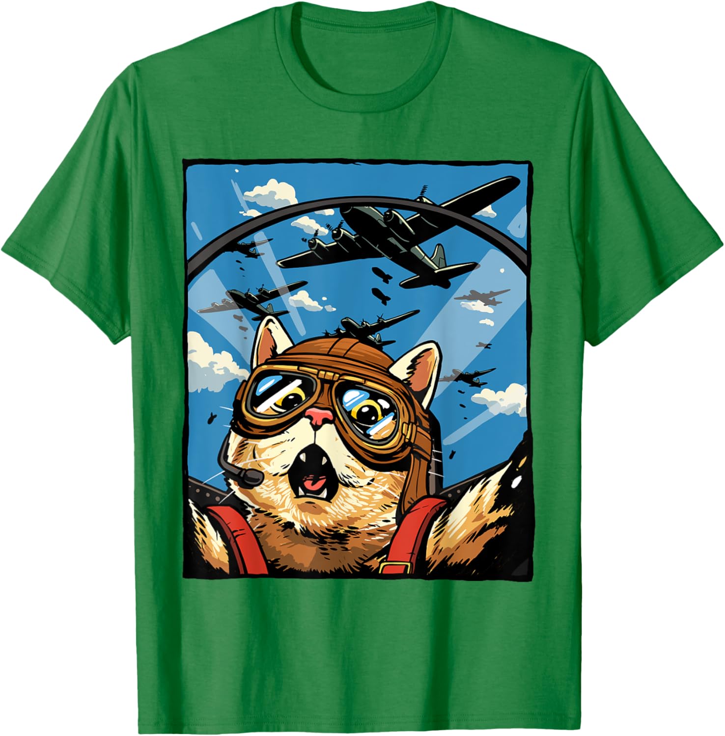 Funny Cat Pilot Jet Fighter T-Shirt for Cat Lovers and Meme Fans - 11