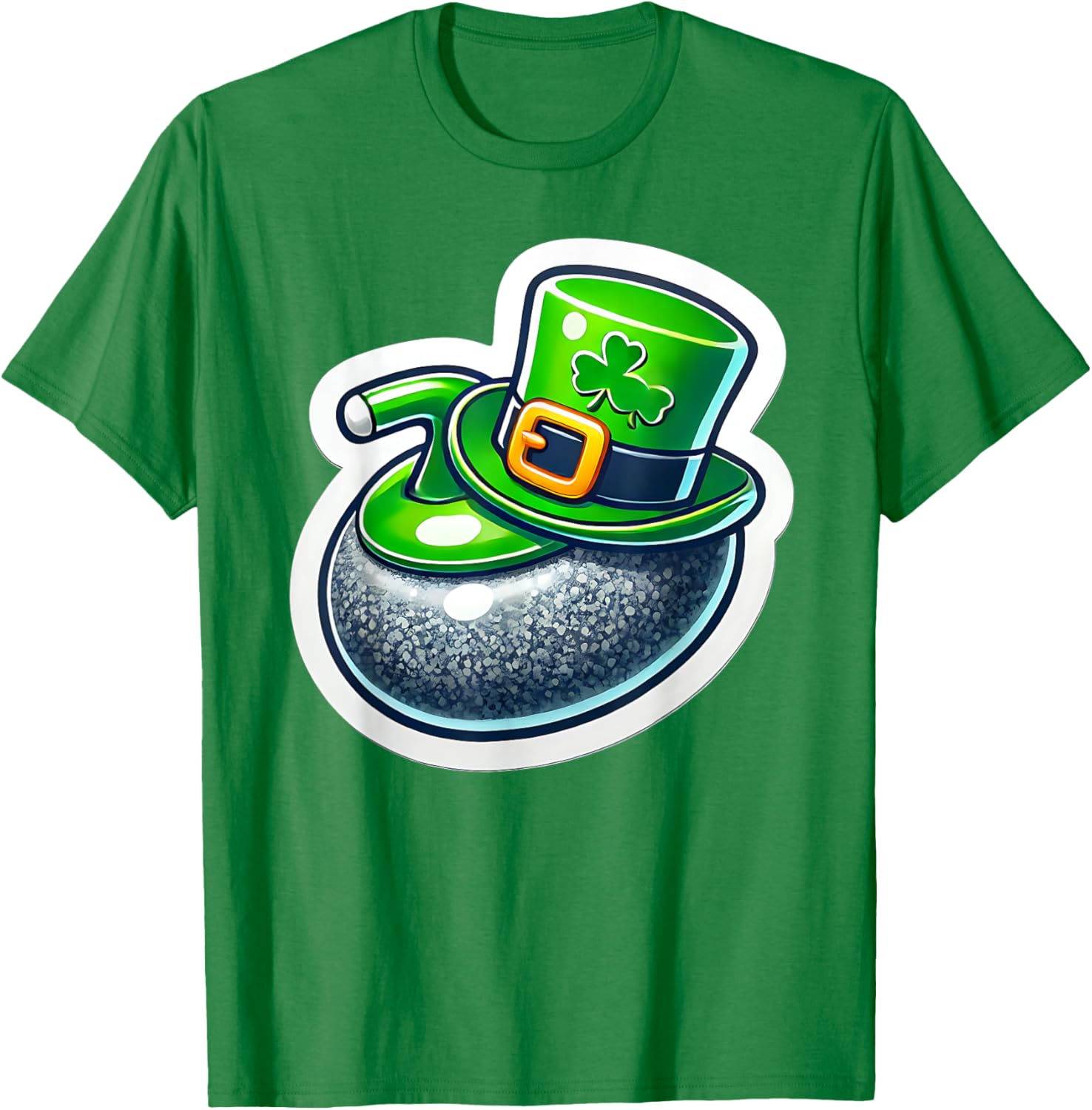St. Patrick's Day Curling Stone Hat Irish Spirit Funny T-Shirt for Fun - 12