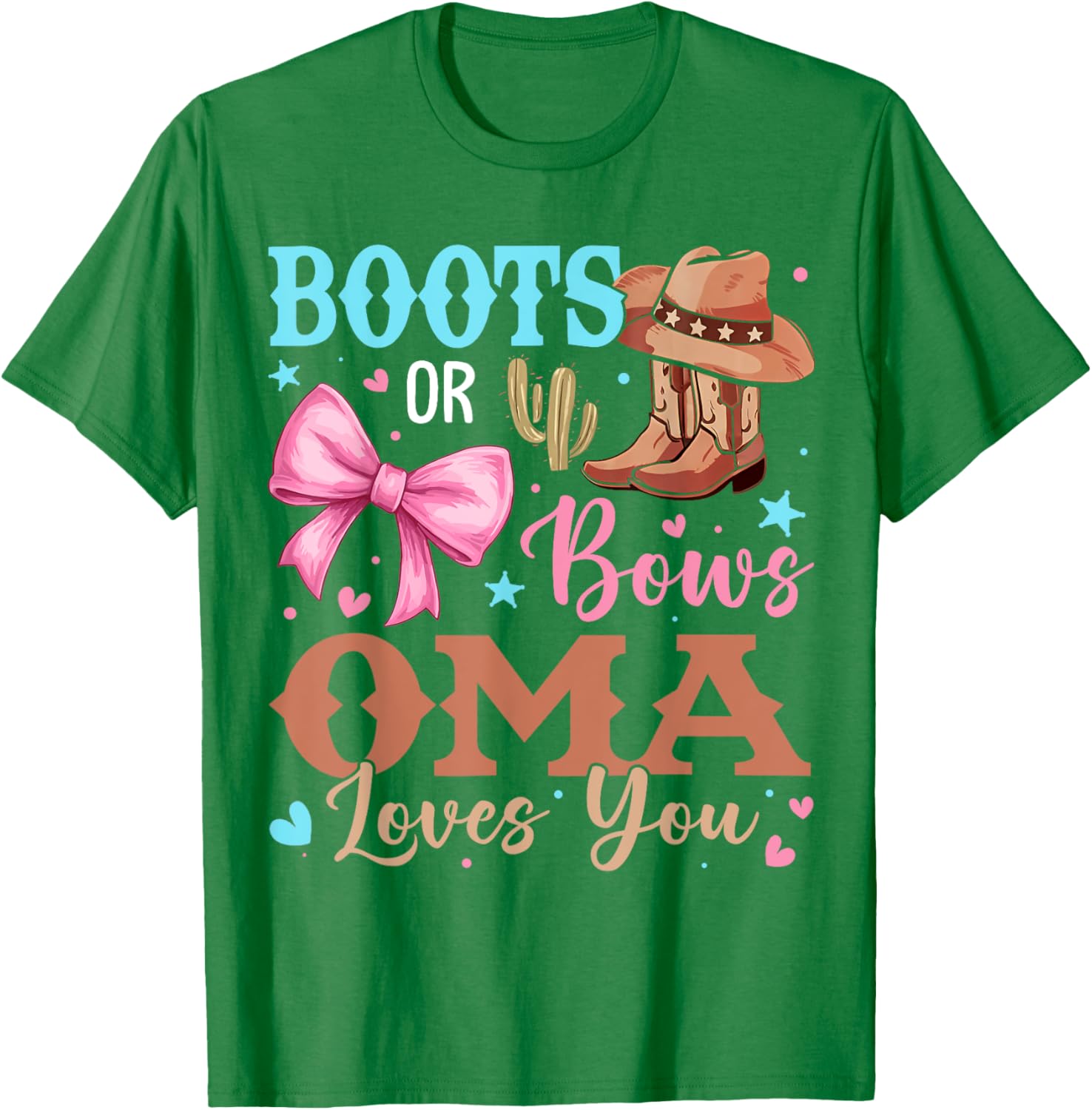 Oma Loves You Gender Reveal T-Shirt with Boots or Bows Design - 14