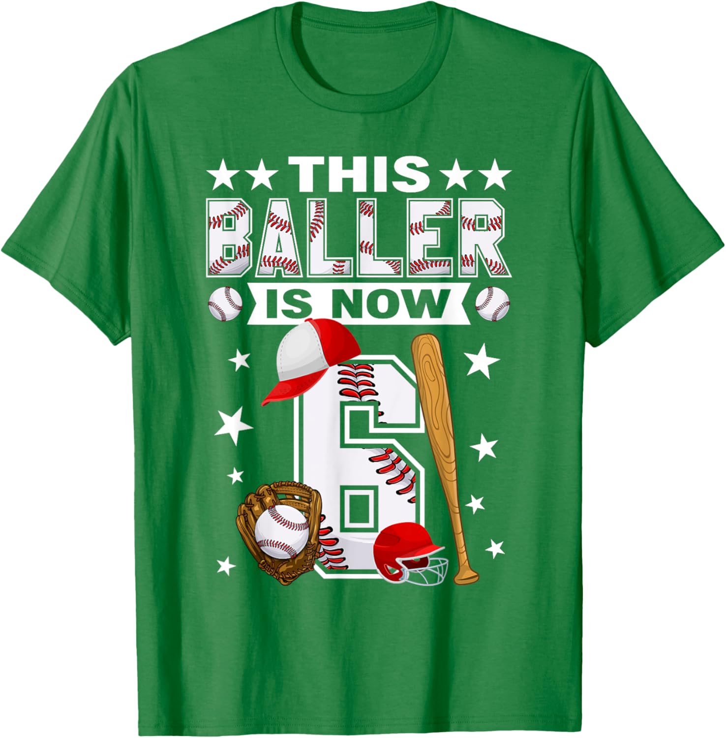 Cute 6 Year Old Baseball Lovers Boys T-Shirt for Kids Fun Style - 12