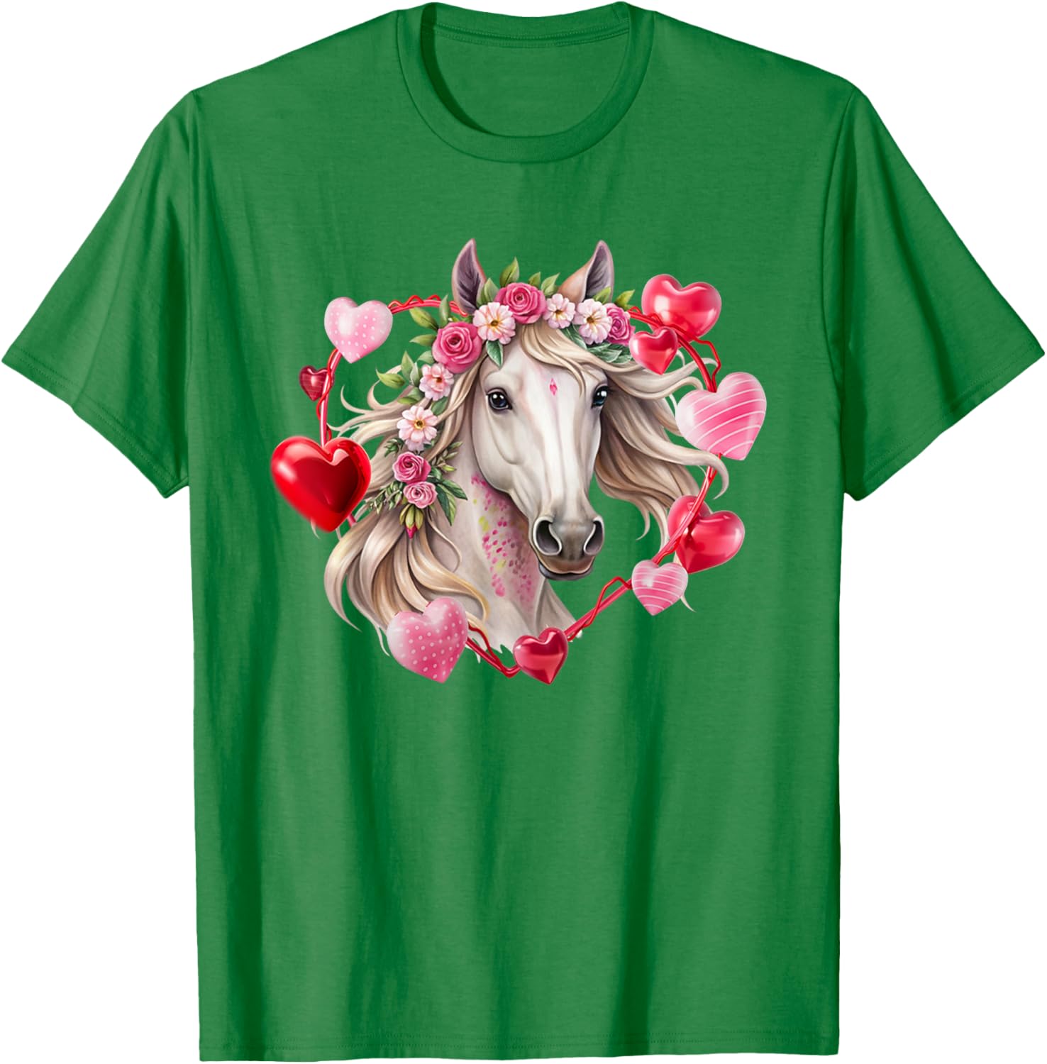 Happy Valentine's Day Equestrian T-Shirt with Horse and Hearts Design - 10