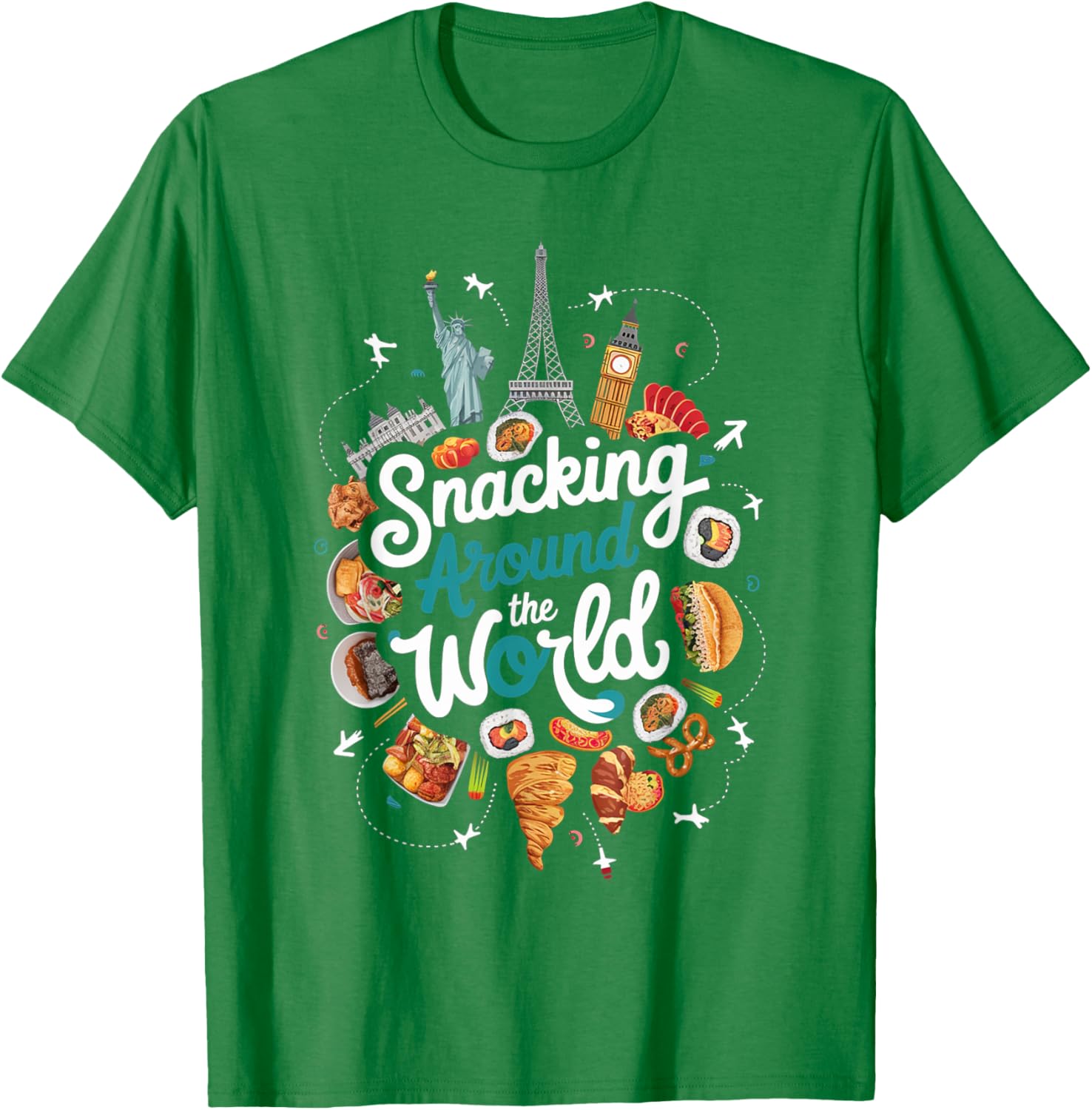 Snacking Around The World T-Shirt for Food Lovers in Travel Style - 11