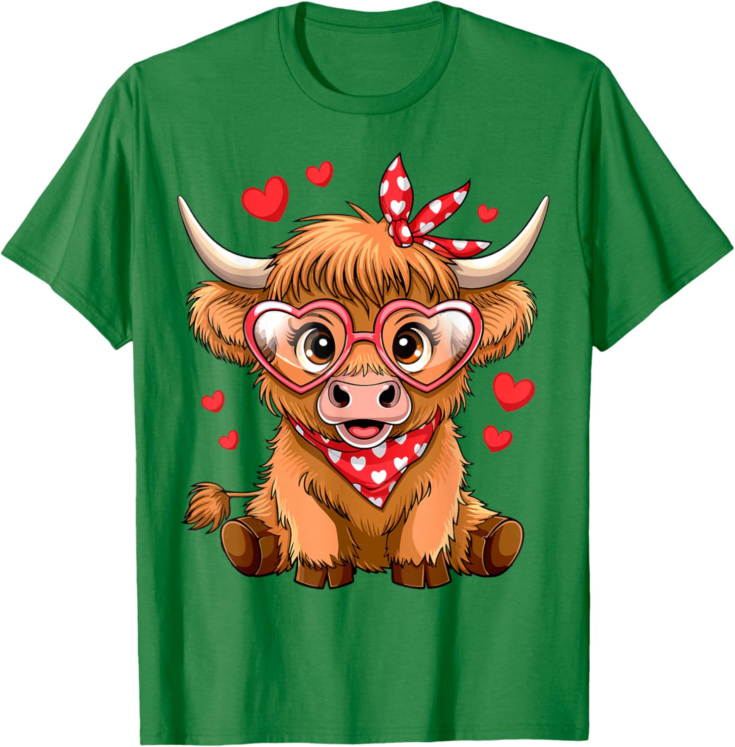Funny Highland Cow Valentine's Day T-Shirt with Heart Design for Women - 13