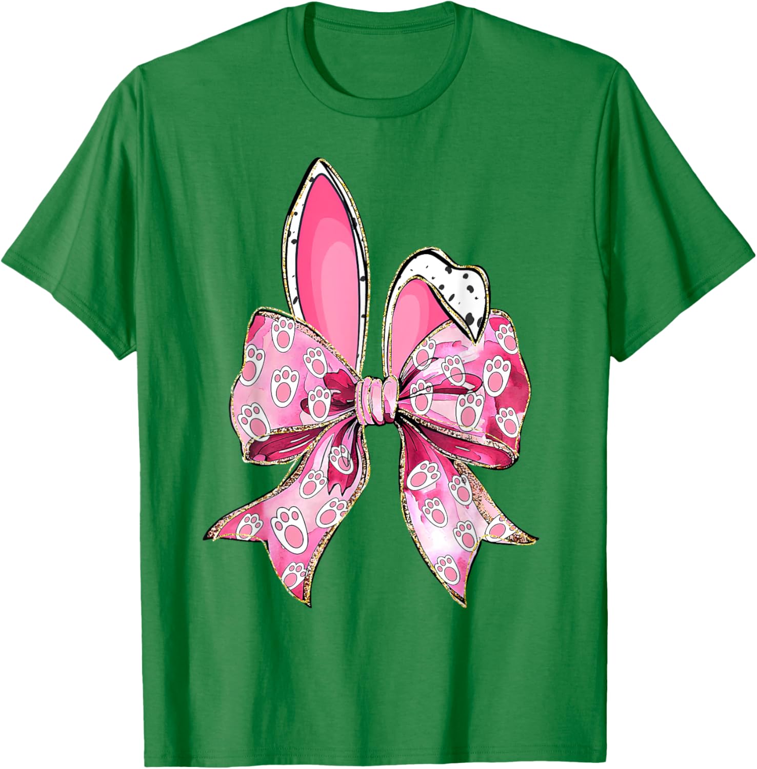 Happy Easter Bunny Coquette Bow Ears T-Shirt for Girls and Teens - 4