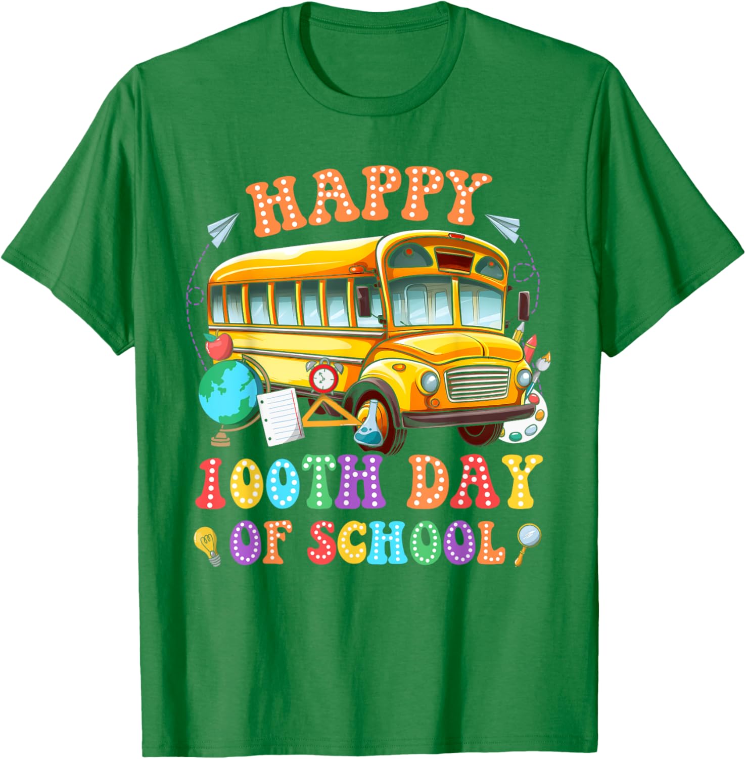 Happy 100th Day School Bus Driver Kids T-Shirt Fun School Celebration - 8