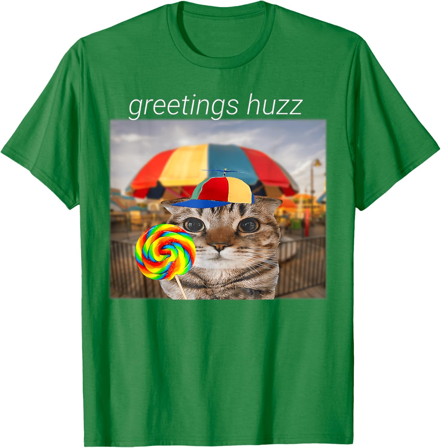 Funny Cat Huzz Meme T-Shirt for Men and Women - Cute Lollipop Design - 28