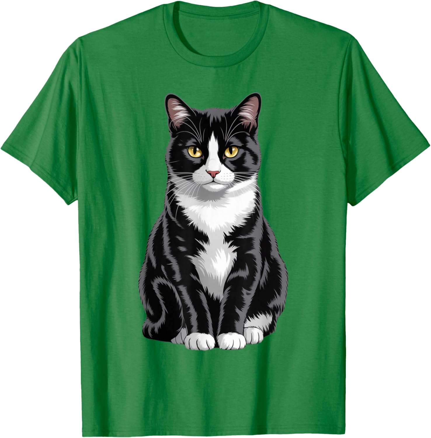 Majestic Tuxedo Cat Art T-Shirt for Cat Lovers - Unisex Kids and Adults - 4