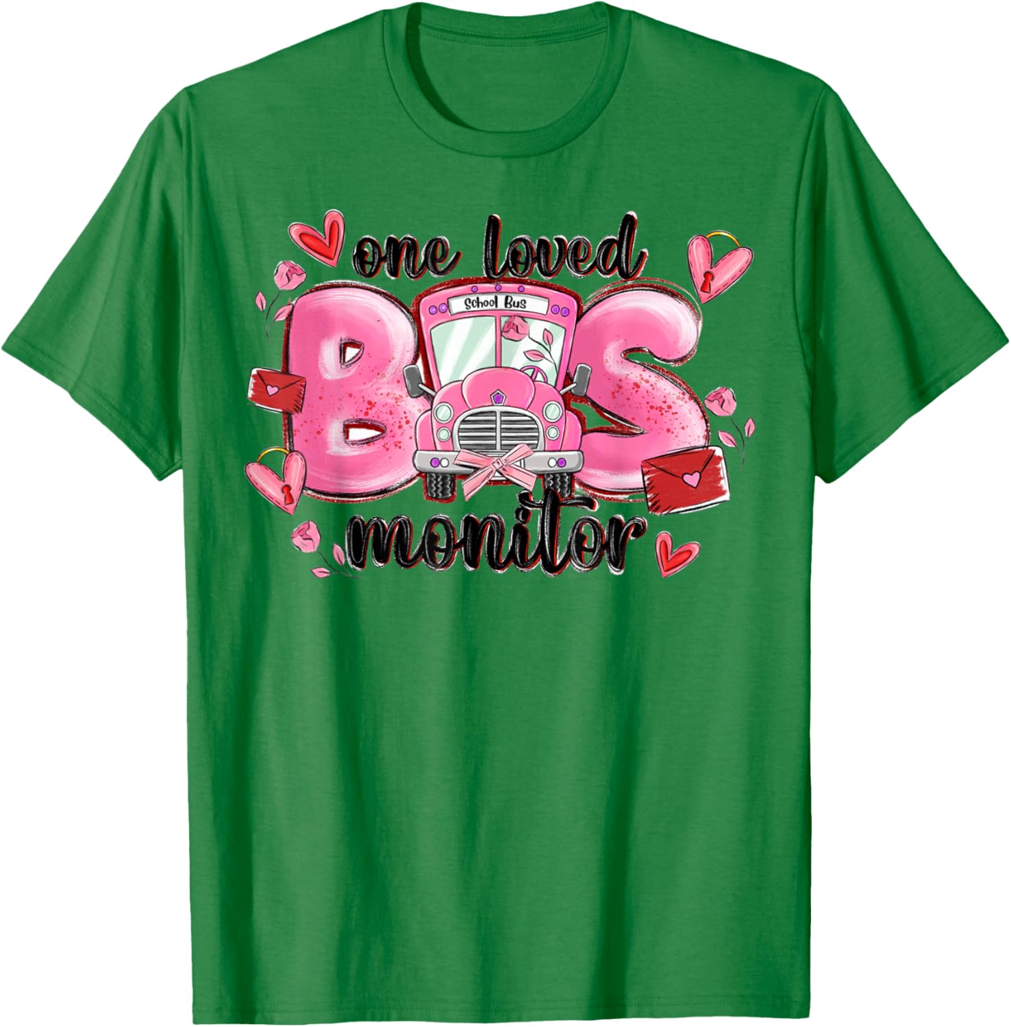 One Loved Bus Monitor Valentine's Day T-Shirt for Kids Gift - 10
