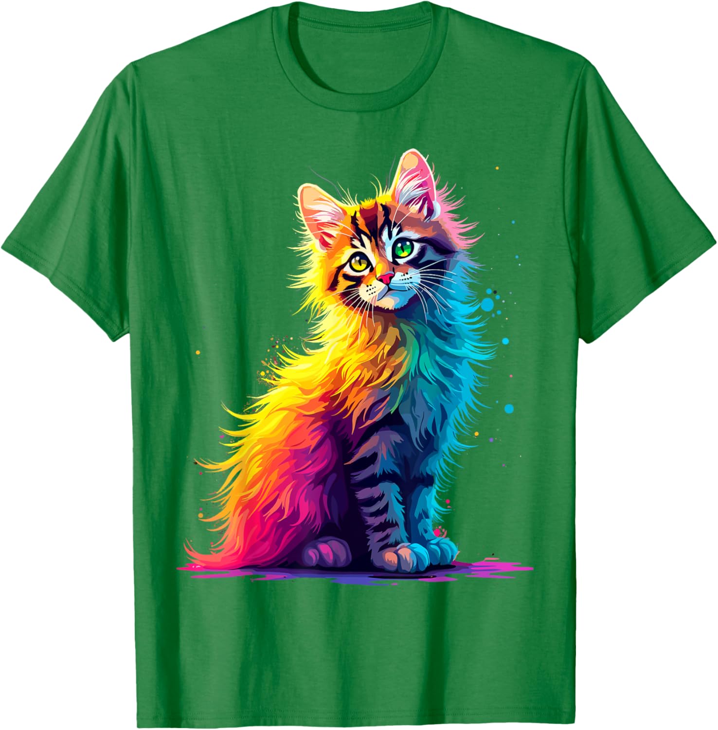 Colorful Cute Kitty T-Shirt for Cat Lovers - Fun Pop Art Design for All Ages - 9