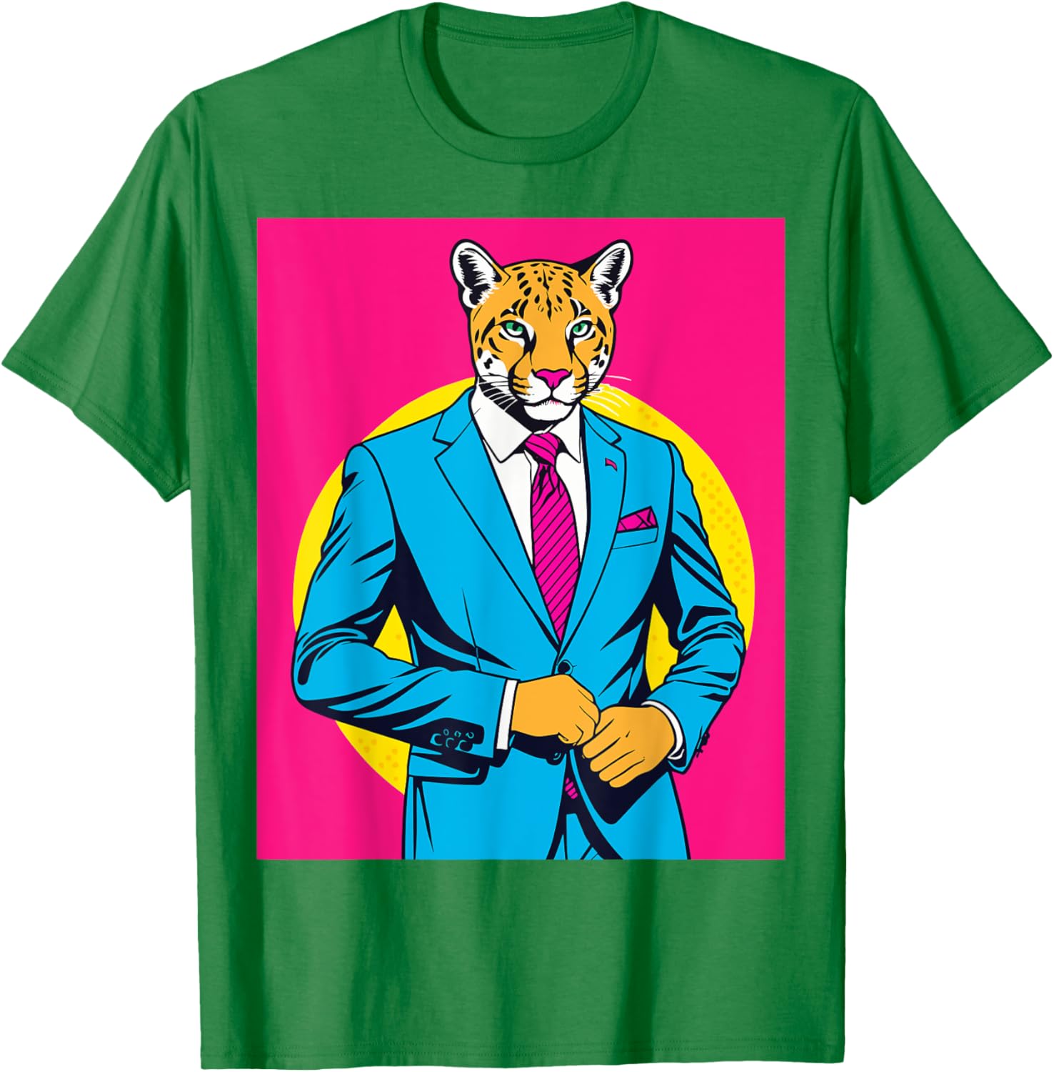 Pop Art Puma in Business Suit T-Shirt for Stylish Animal Lovers - 5