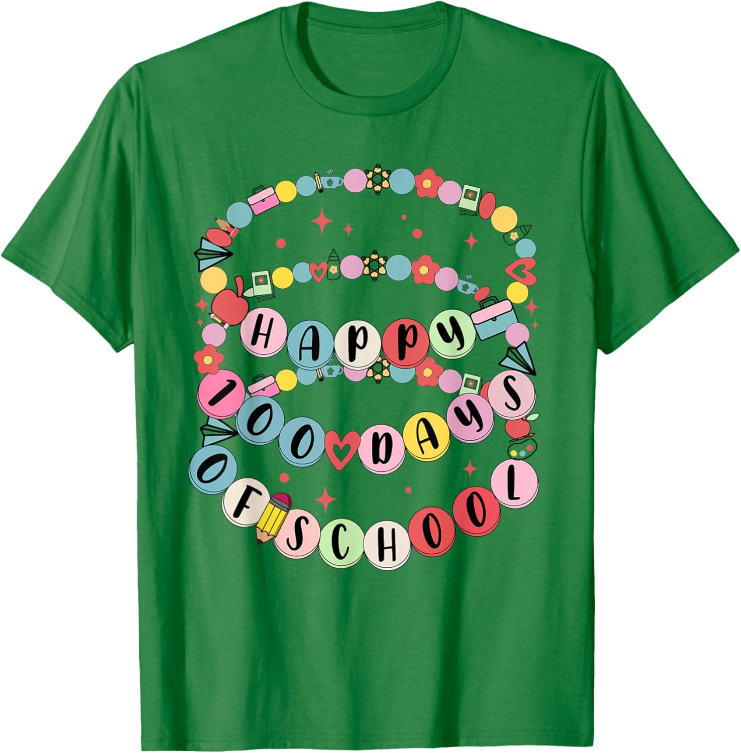 Cute Little Girl 100 Days Of School Friendship Bracelet T-Shirt - 16