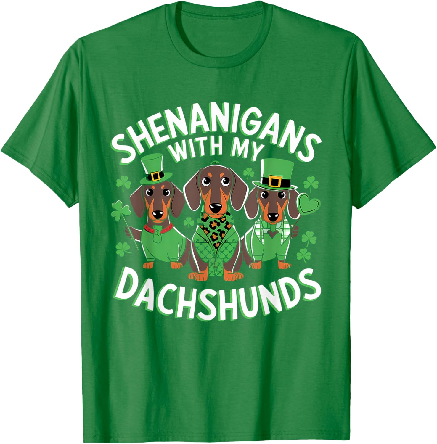 St Patrick's Day Irish Dachshund Shamrock T-Shirt for Dog Lovers - 5