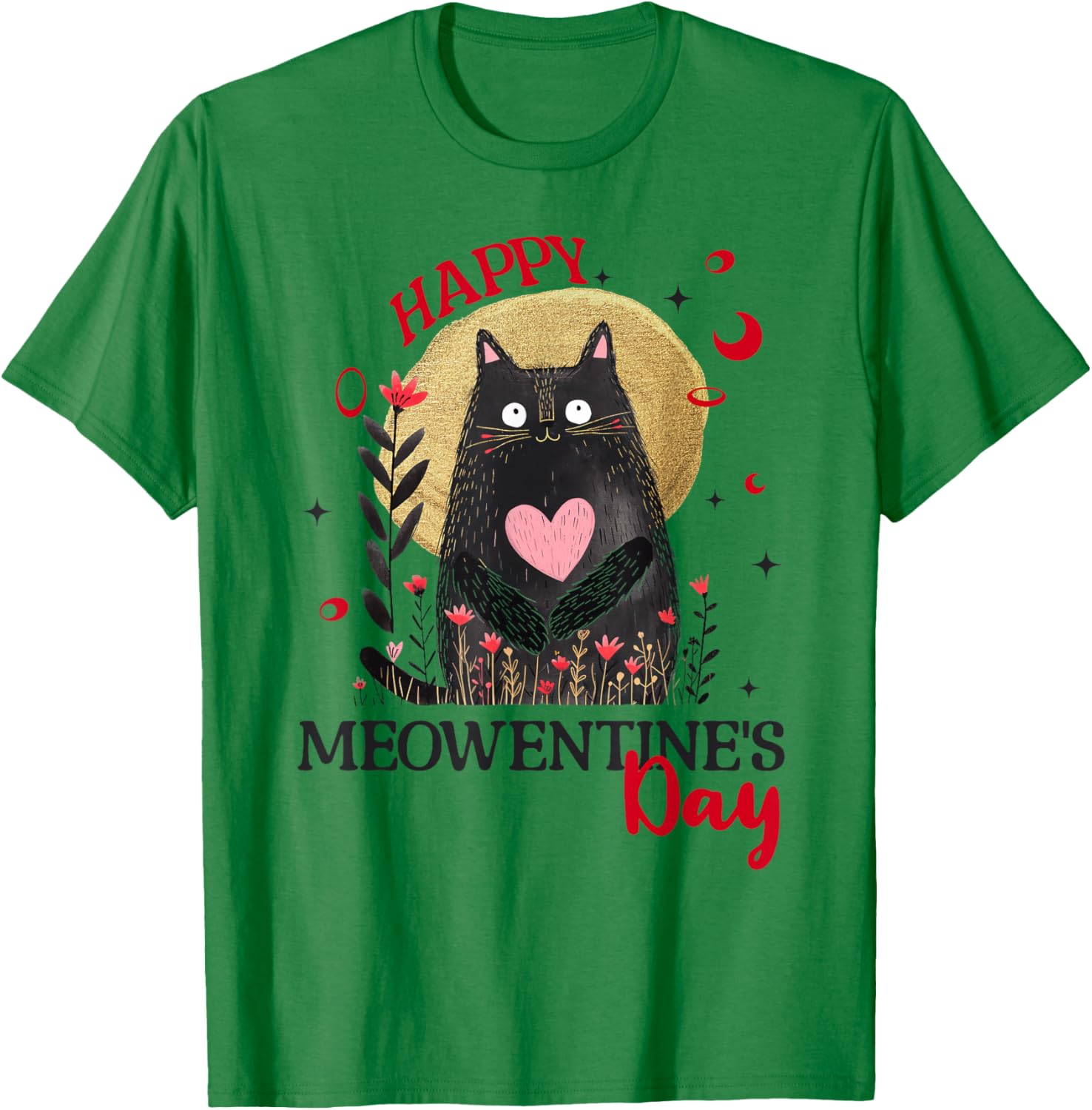 Funny Happy Meowentine's Day Cat T-Shirt for Girls and Women - 3