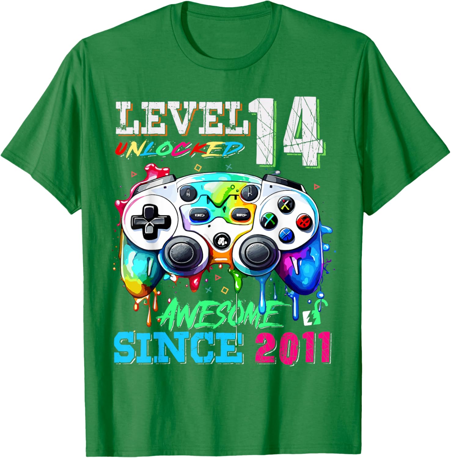14th Birthday Boy T-Shirt Level 14 Unlocked Awesome Since 2011 - 9