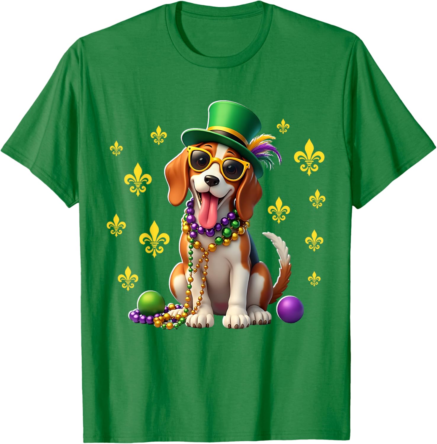 Beagle Mardi Gras Costume T-Shirt for Carnival Fun and Festivities - 27