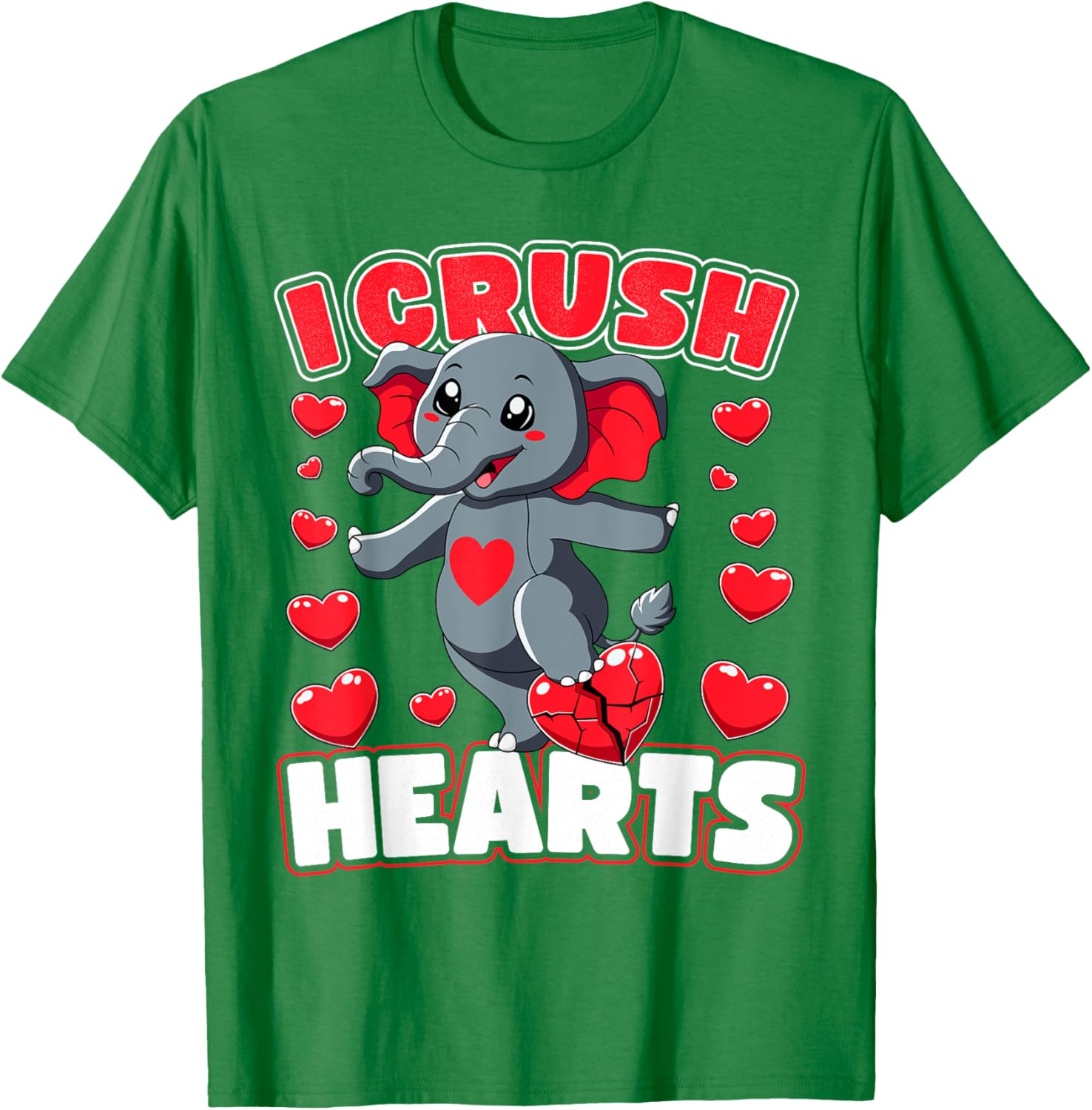 I Crush Hearts Elephant Valentine's Day T-Shirt for Boys and Toddlers - 21