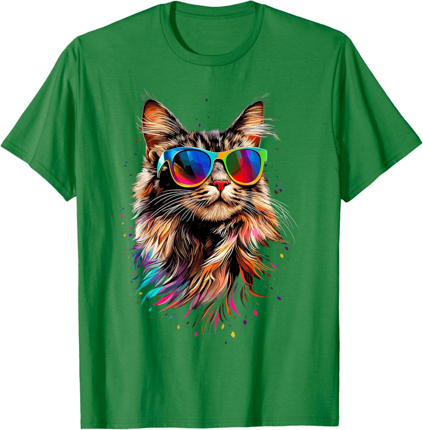 Cute Maine Coon Cat Sunglasses T-Shirt for Cat Lovers - Fun Apparel - 13