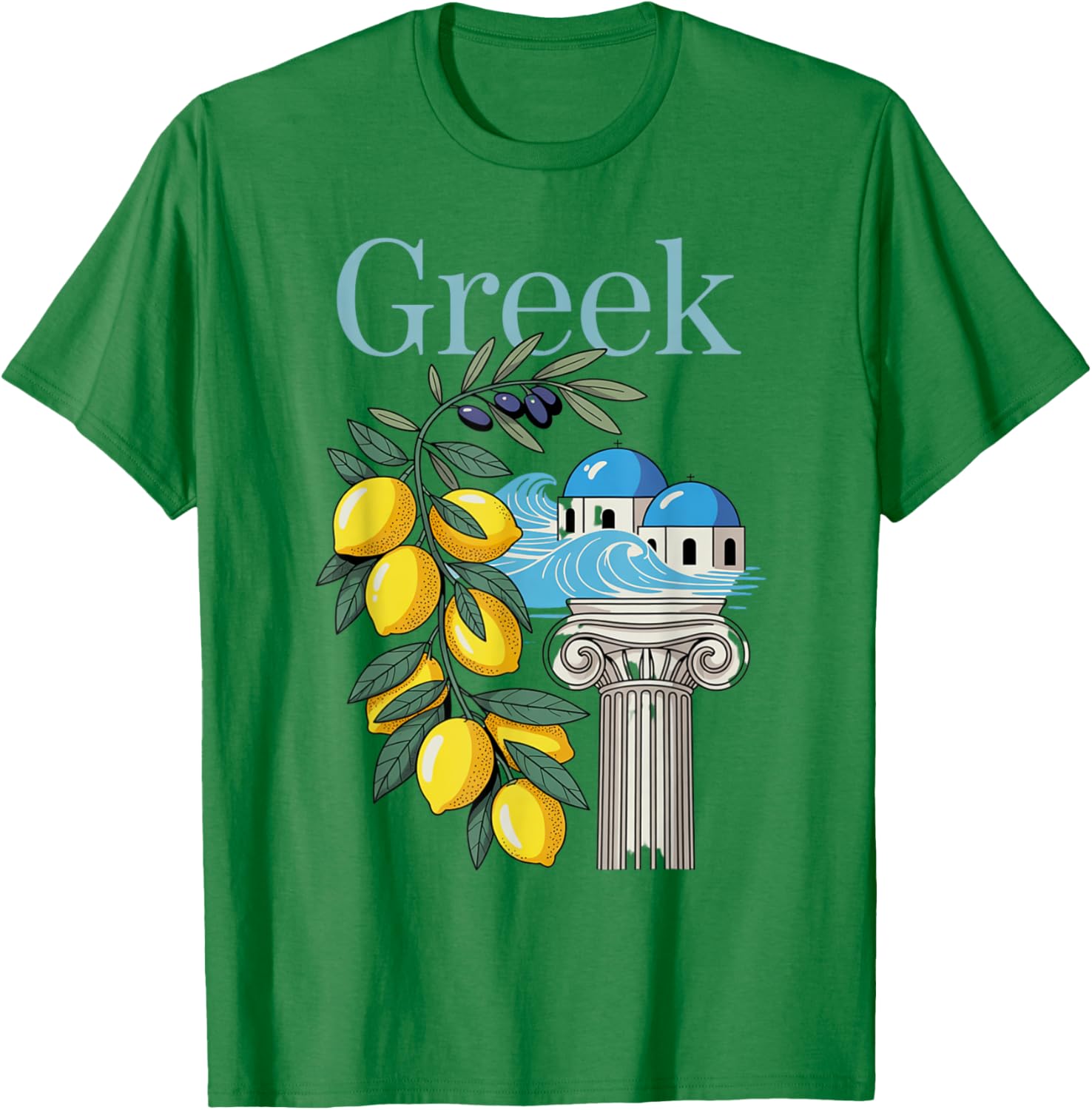 Greek Culture T-Shirt Featuring Lemons and Iconic Architecture Souvenir - 4