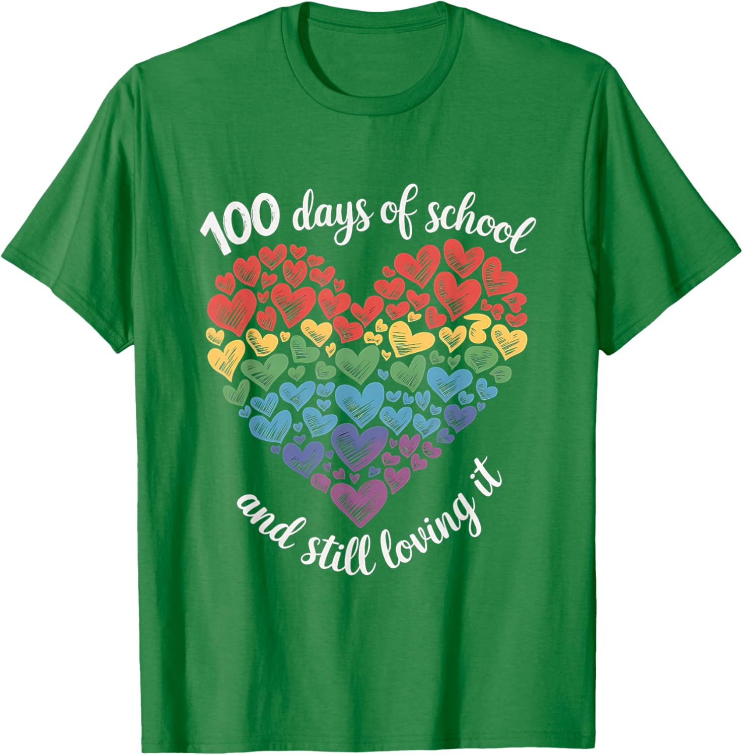 100th Day of School Rainbow Hearts T-Shirt for Kids and Teachers - 6