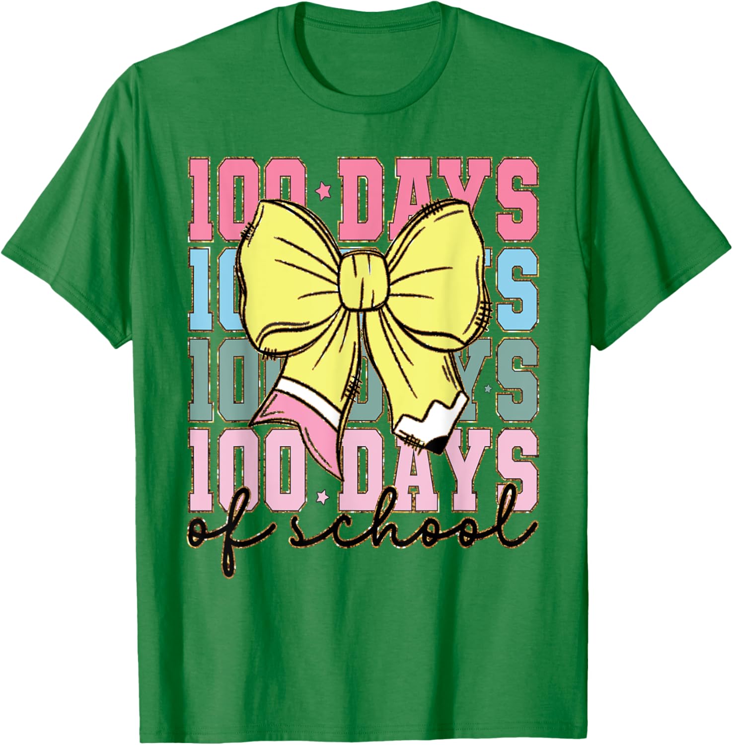 Cute 100 Days of School Coquette Bow T-Shirt for Girls - 6