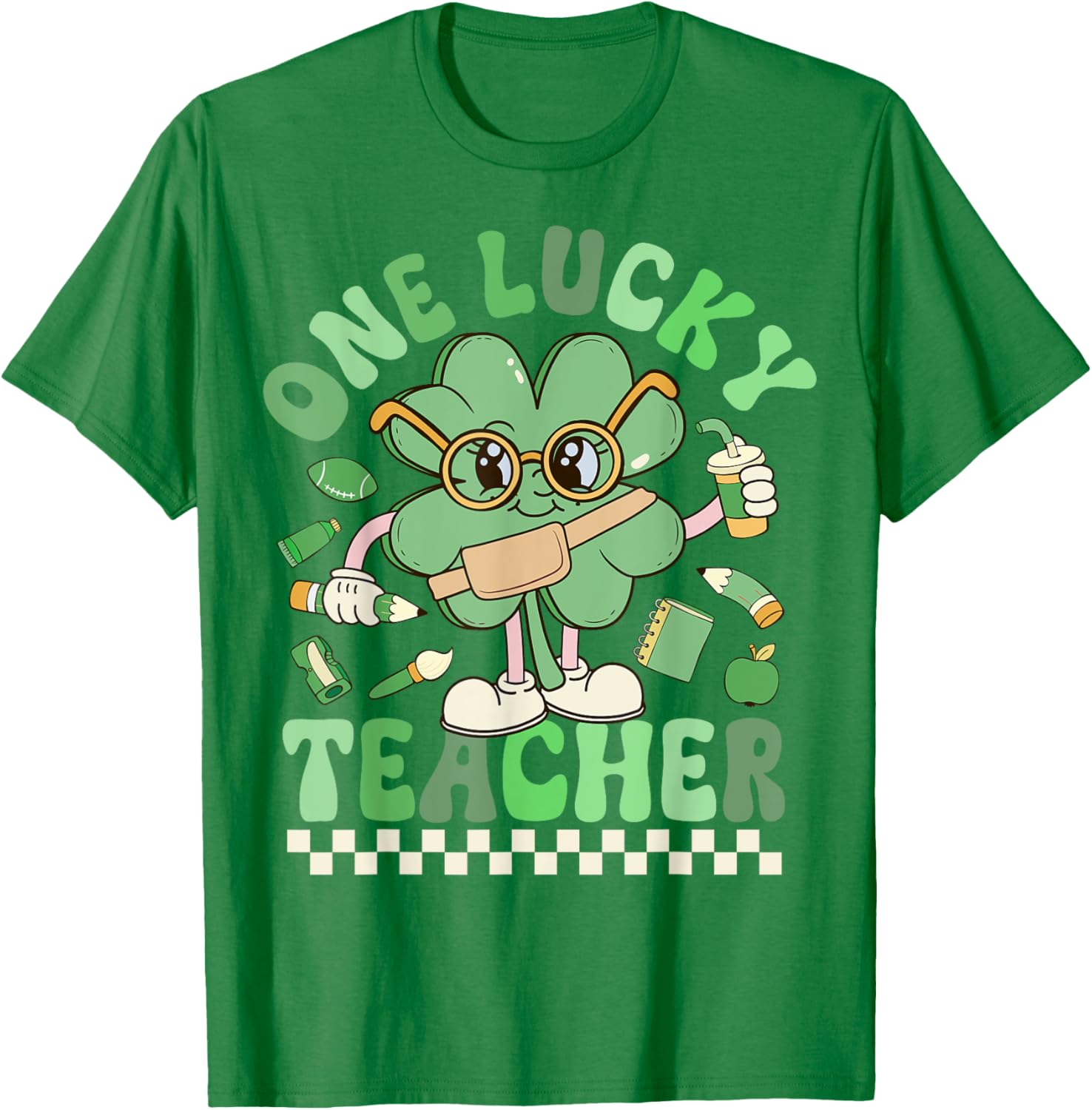 One Lucky Teacher Groovy Shamrock St Patricks Day T-Shirt for Fun Celebrations - 11